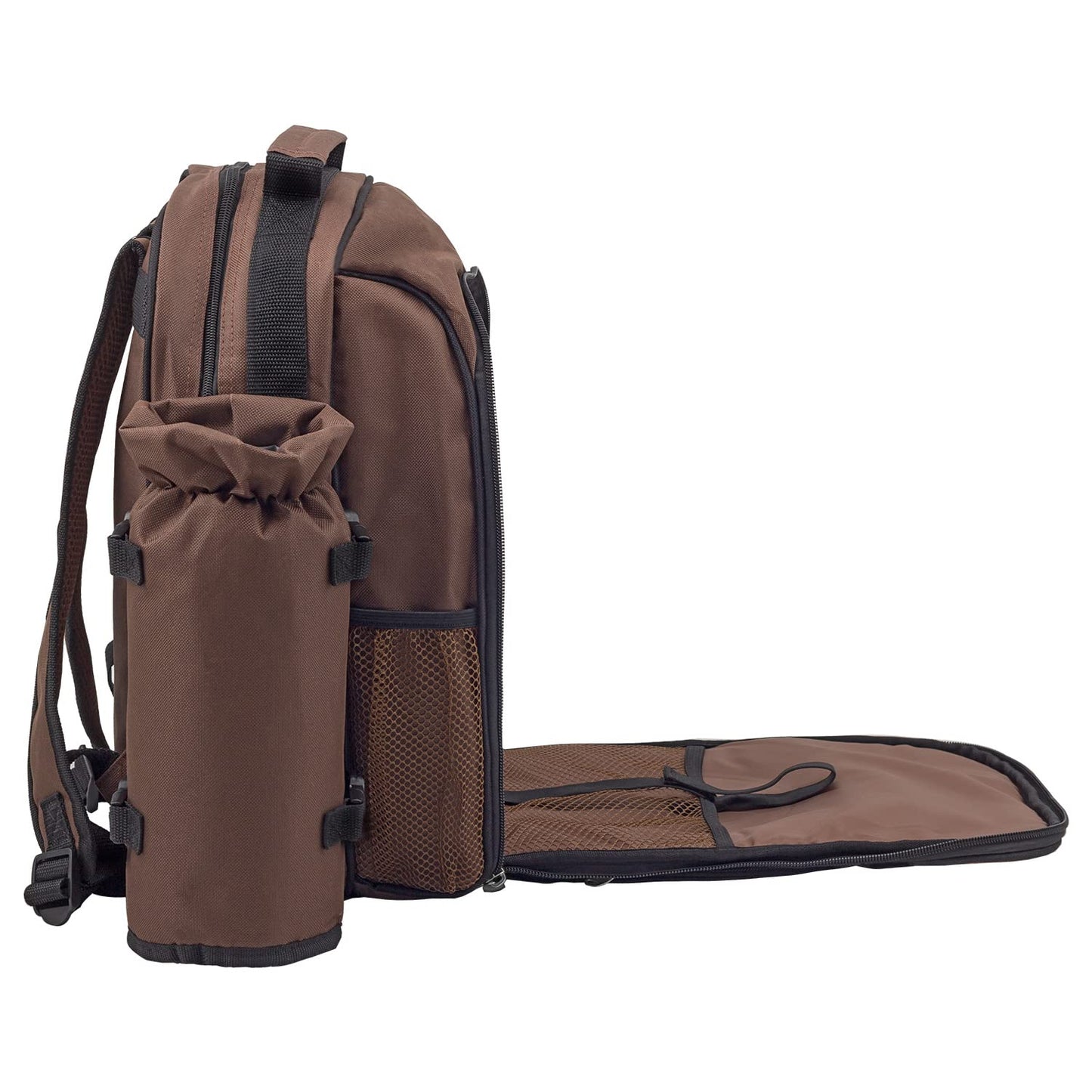 anndora picnic backpack with cooler compartment brown retro + accessories 15 pieces - 2 persons