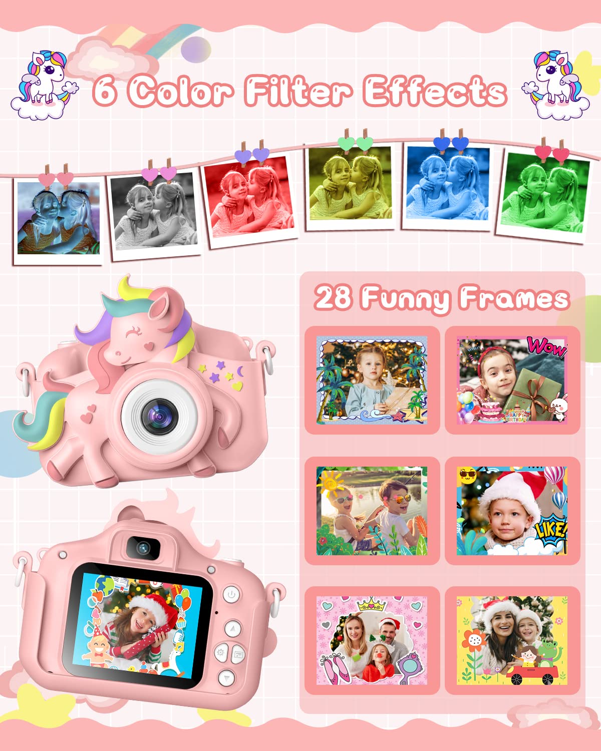 Kids camera, Gofunly Kids Camera 1080P 2.0 inch Screen Camera for Kids with 32GB Card Selfie Digital Camera for 3-12 year old Boys and Girls Christmas Toy