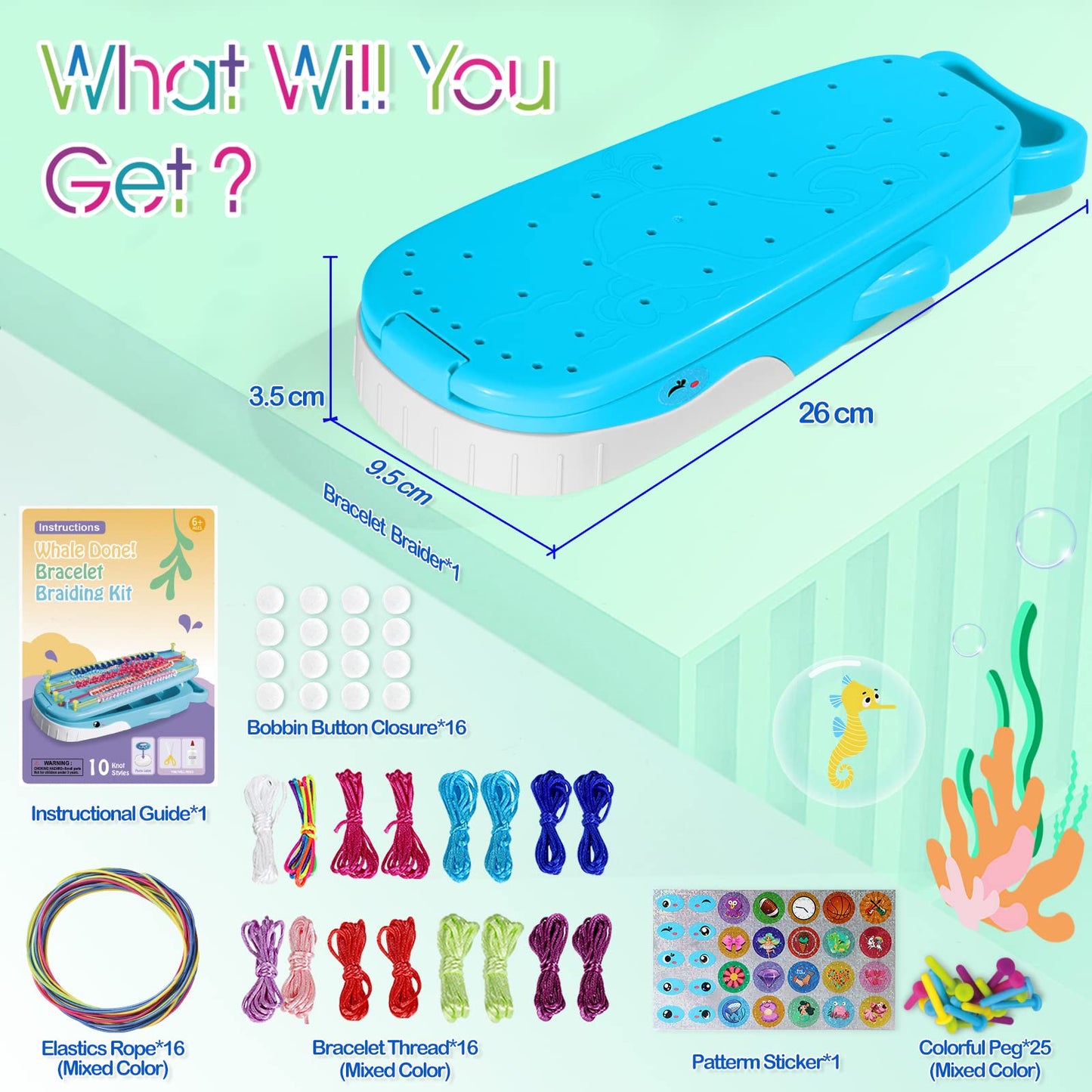 Euclidean Cube Friendship Bracelet Making, Whale-shaped DIY Jewelry Craft Kits for Girls aged 8-12, bracelets, kids crafting kits