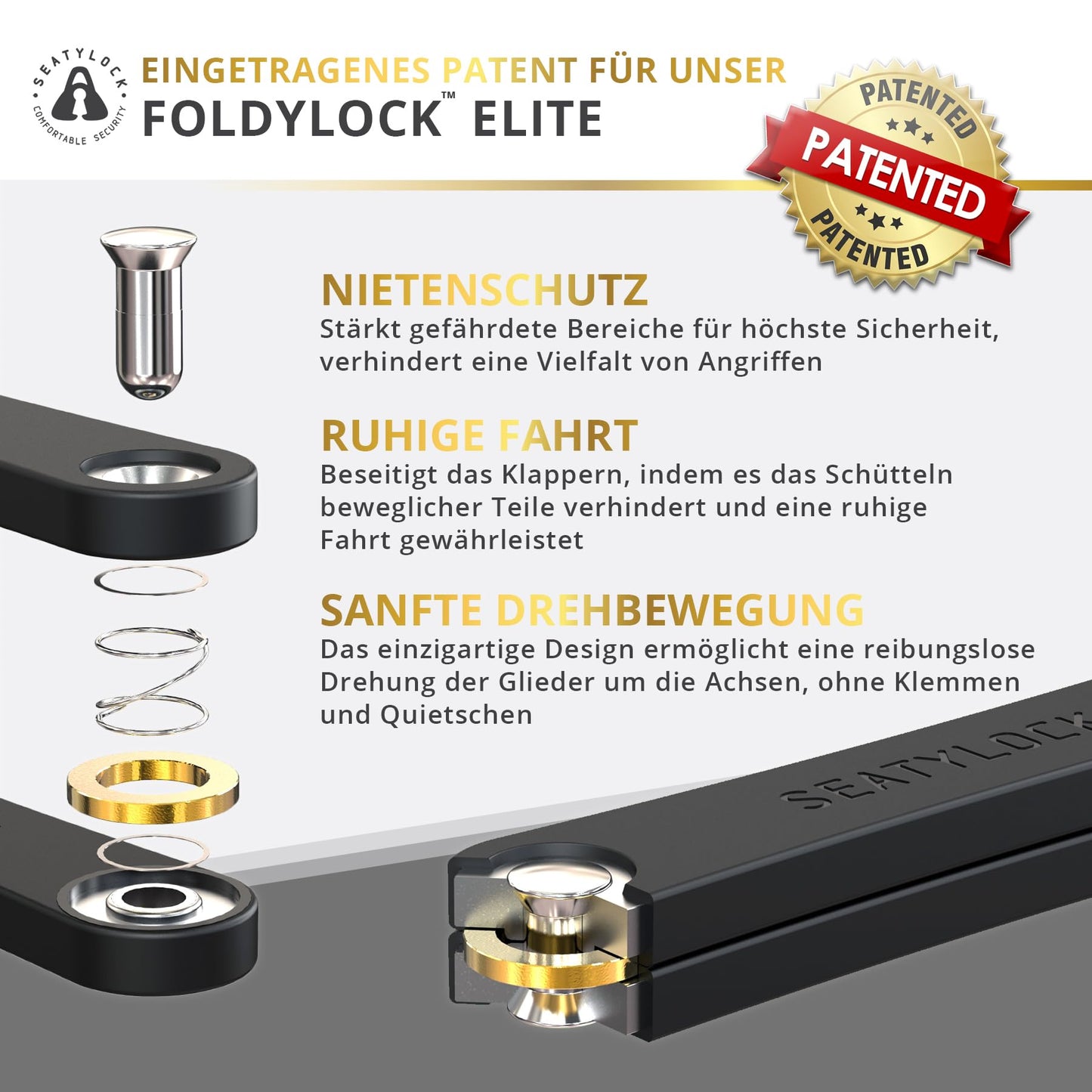 FoldyLock Elite bike lock with key - Patented folding lock with mounting bracket - Sold Secure Gold winner bicycle accessory - High security for city bikes and eBikes - 110 cm