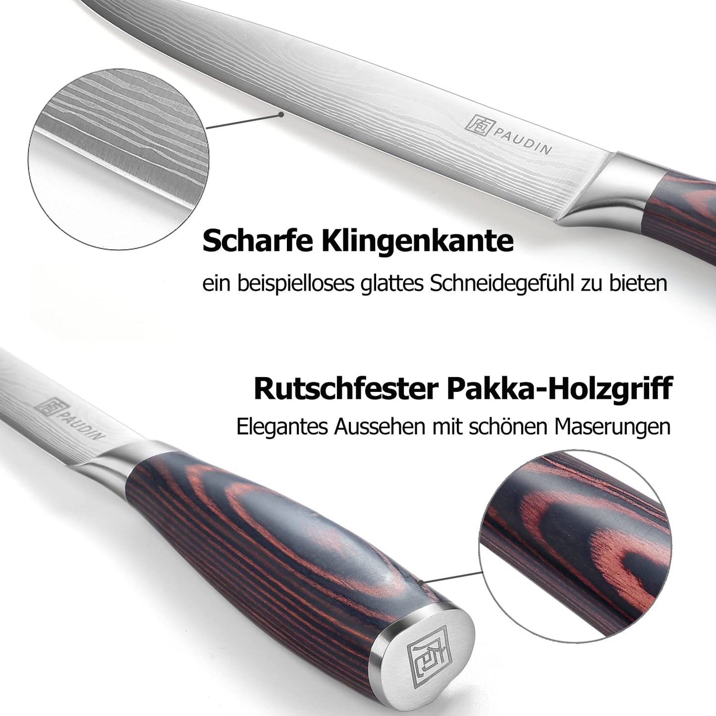 PAUDIN Meat Knife Chef Knife Carving Knife, Blade Length 20 cm Knife Utility Knife, ultra sharp high Carbon German Stainless Steel Kitchen Knife with ergonomic non-slip handle