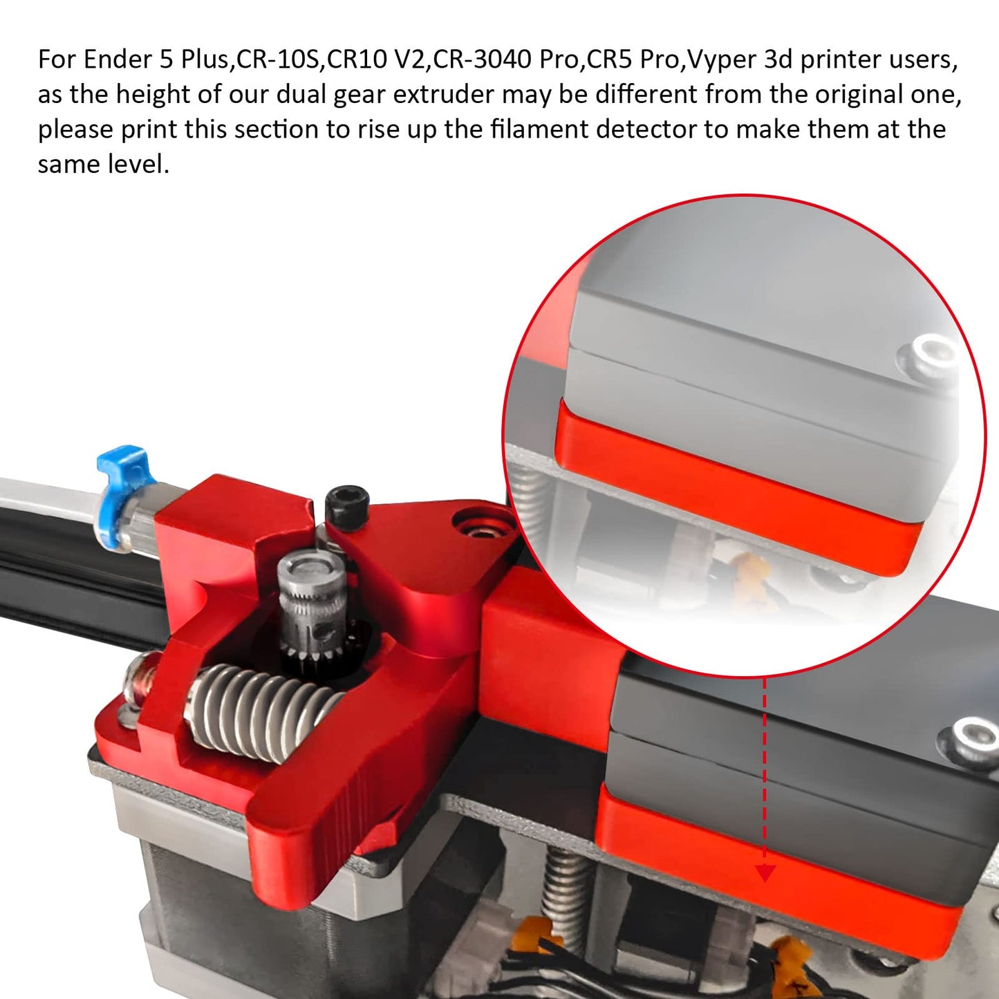 Redrex Dual Gear Ender 3 extruder with Nema 17 stepper motor upgrade kit ONLY for Creality Ender 3 V2, Ender 3 Pro, Ender 3 Neo Series, Ender 5 Series, Ender 7, CR6 SE, CR10 3D printers. TPU supported.