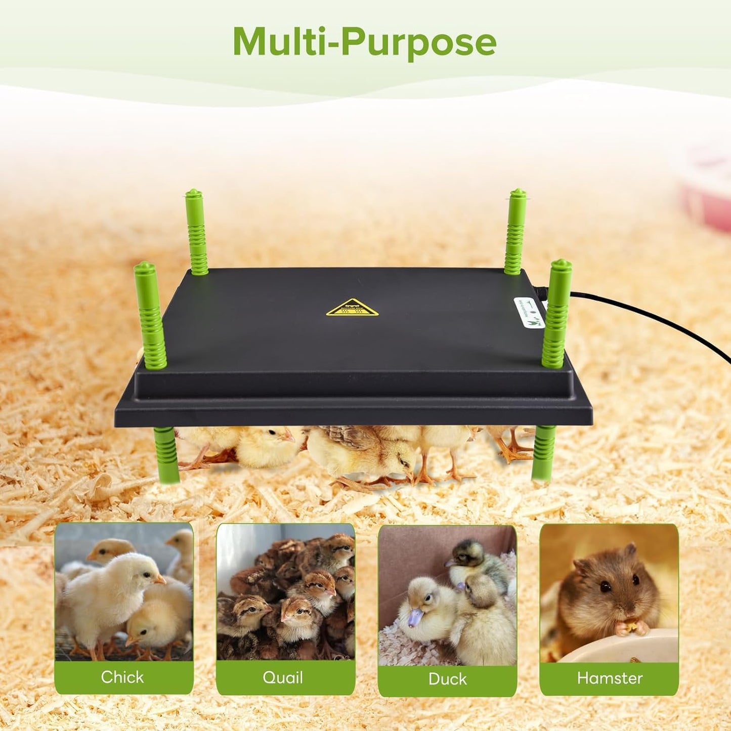 heninhill Heat Plate for Chicks 30x40cm Heating Plate Heat Lamp Adjustable height for Chickens Ducks Poultry Rearing (Black)