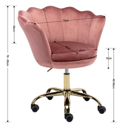 Wahson velvet office chair with wheels and adjustable height, suitable for bedroom/vanity desk. Available in pink.