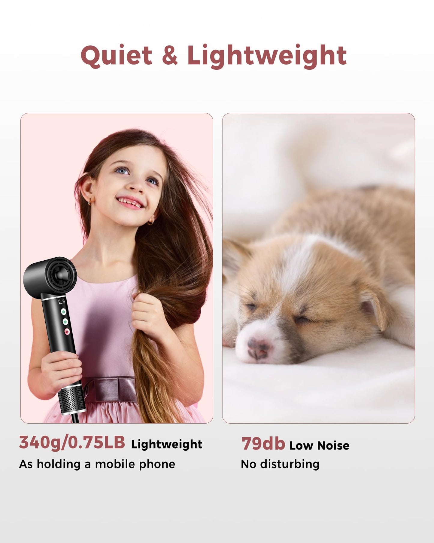 Air Styler 5 in 1, hair styler with 110,000 RPM hair dryer, 20m/s airflow, blow-dry brush, 320 million Ionic Hair Styler Set, auto curling iron, straightening brush, 340g lightweight, quiet, fast-drying.