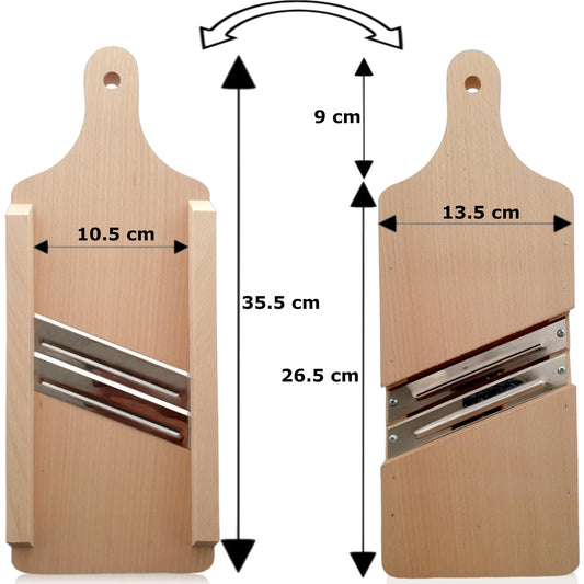 OSTENTO Cabbage Slicer | Mandoline Vegetable Slicer Wood - Cabbage Grater Cabbage Cutter Kraut Cutter Vegetable Slicer Sauerkraut Slicer Cucumber Slicer Potato Slicer - Made in EU (2 Blades)