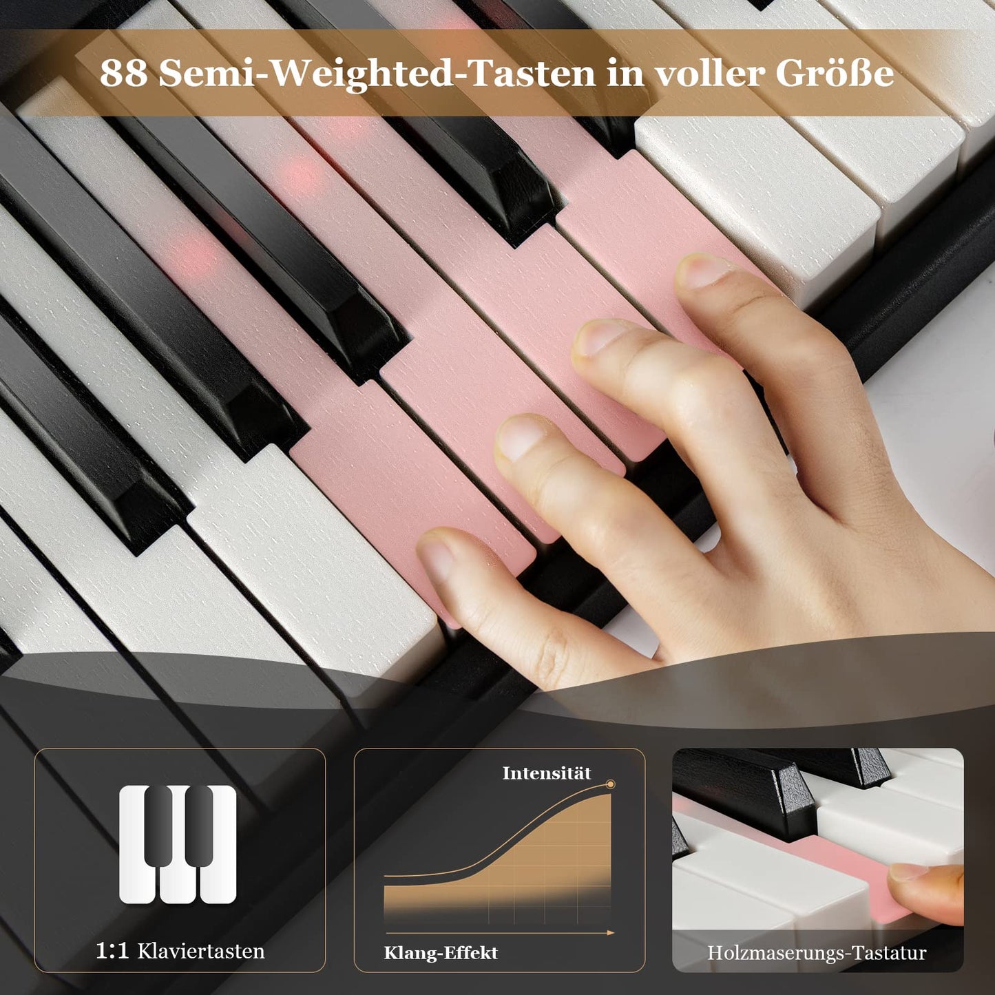 COSTWAY 88-Key Electric Piano Keyboard, Foldable, Portable Digital Keyboard (128 rhythms, 128 tones, and 20 demos) Digital Piano Set for Kids and Adults (Black)