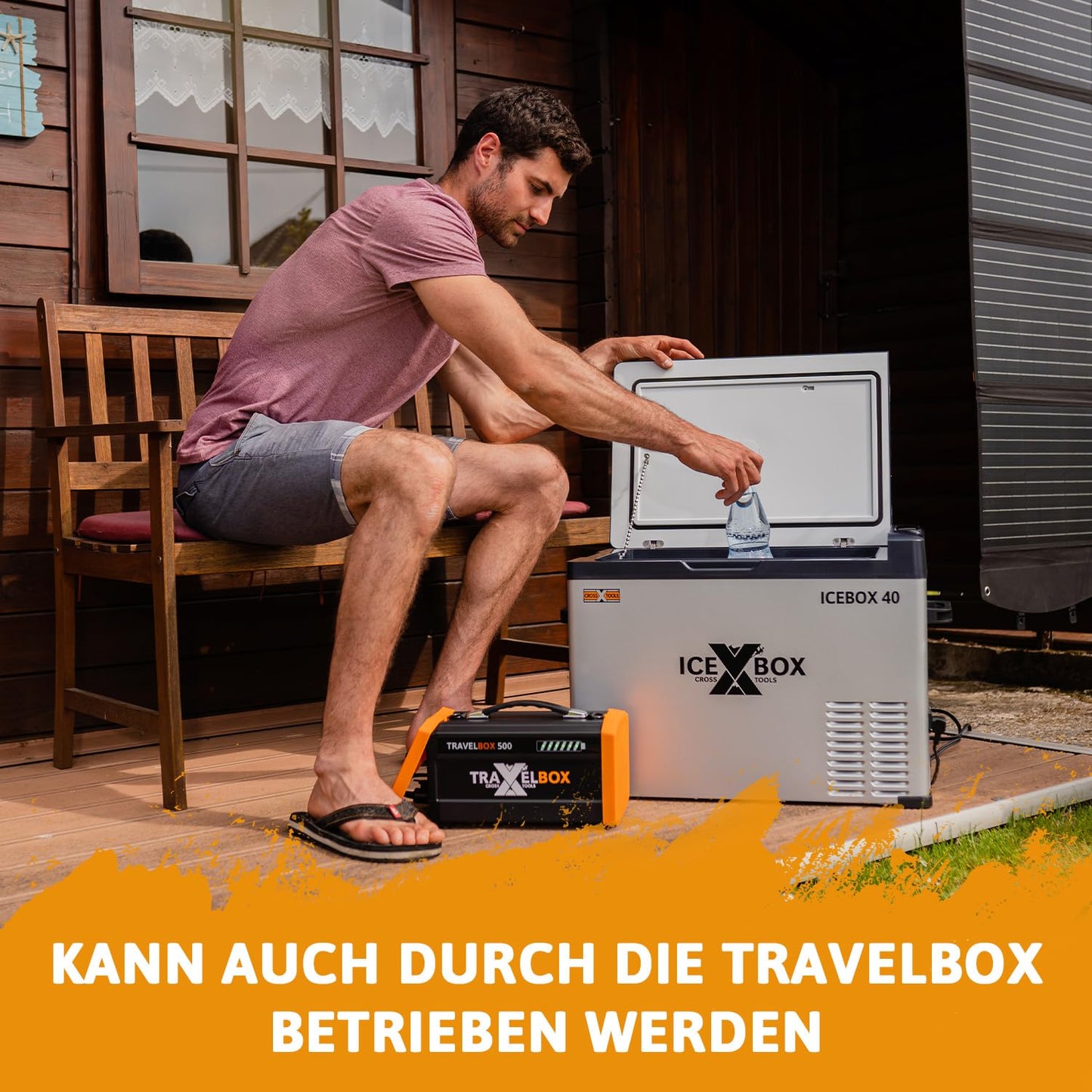 CROSS TOOLS electric compressor cooler box 37L -20°C, for camping & car, portable freezer box, fridge with app, 230V/12V/24V, ideal for boats & vans, 65x37.5x42.7cm, ICEBOX 40, 68061