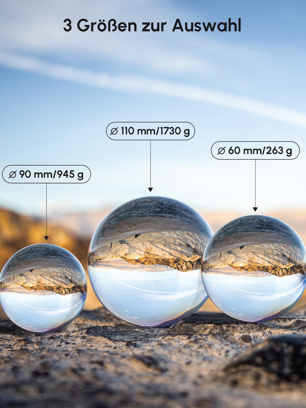 Rollei Lensball 110mm | Glass orb | Crystal ball | Photo sphere with storage bag & microfiber cleaning cloth for glass ball photography.