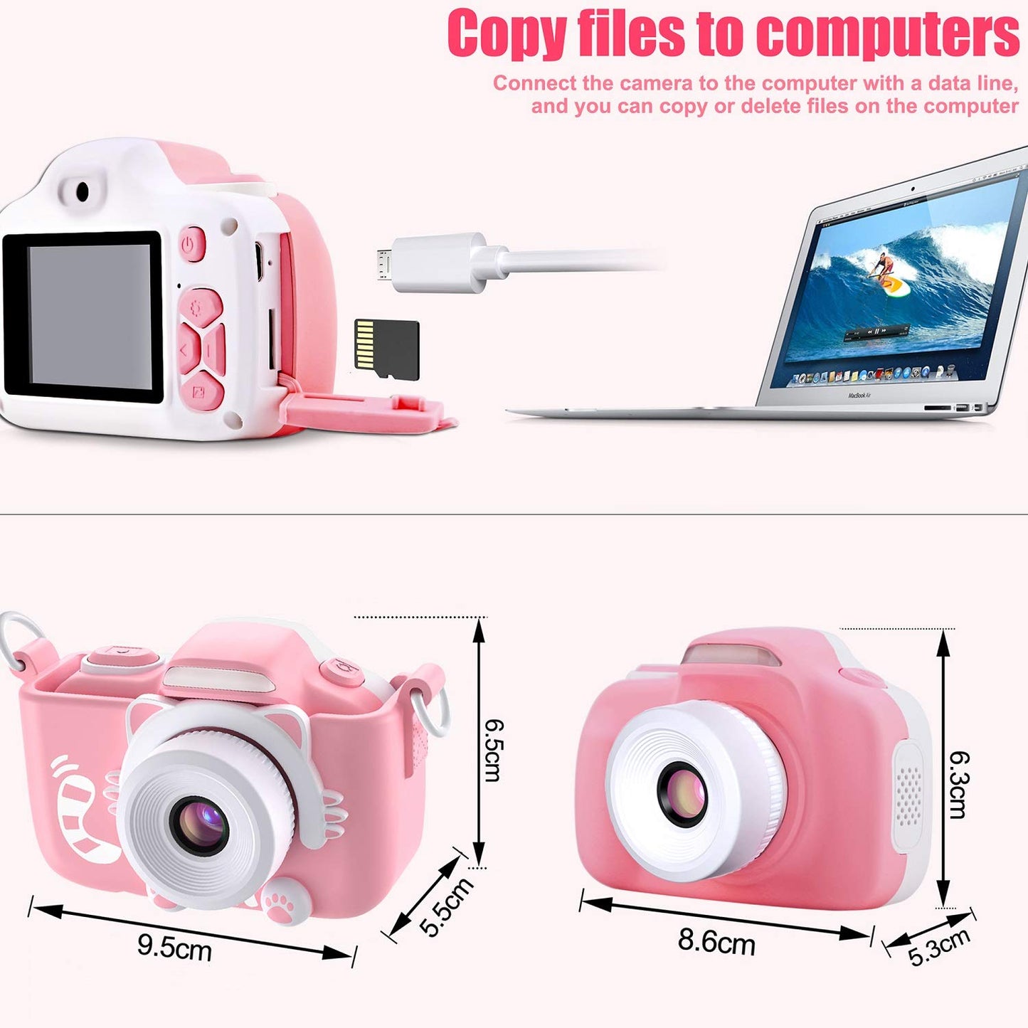 Kriogor Kids Camera, Digital Photo Camera Selfie and Video Camera with 16MP/Dual Lens/2 Inch Screen/1080P HD/32G TF Card/9x Digital Zoom, Birthday Gift for Kids (Pink)