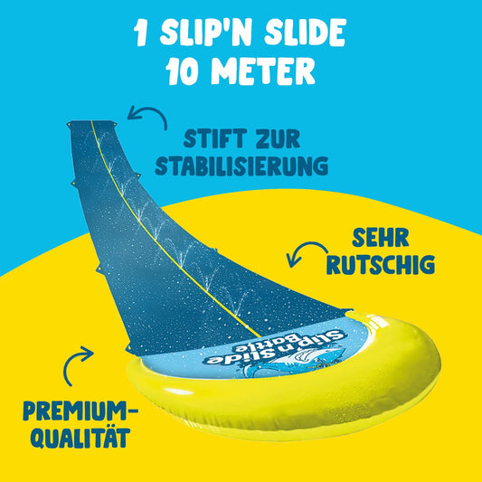Official VentriBattle® | Two-lane Slip n' Slide | Connectable water hose | 10 meters | Premium quality | Outdoor water play | + Thick | + Sturdy | + Fast | 100% fun PVC