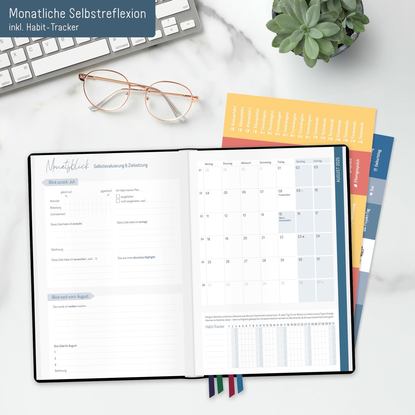 Häfft® Teacher Planner 2025/2026 A5 + "Black Edition" Hardcover teacher planner/school year planner with 236 pages, stickers, and more - sustainable & eco-friendly.