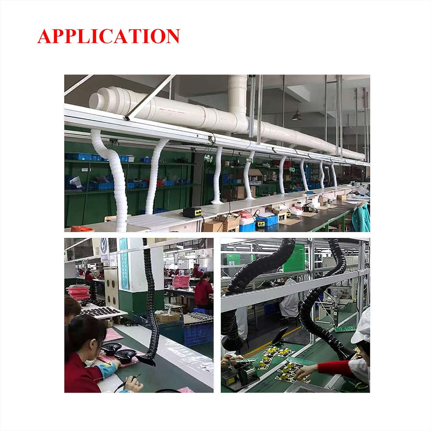 Adjustable extraction arm for solder fume extraction - for dust, fumes, and welding smoke - outer diameter 50-75mm - length 0.8-2.5m (outer diameter 50mm, length 1.6m)