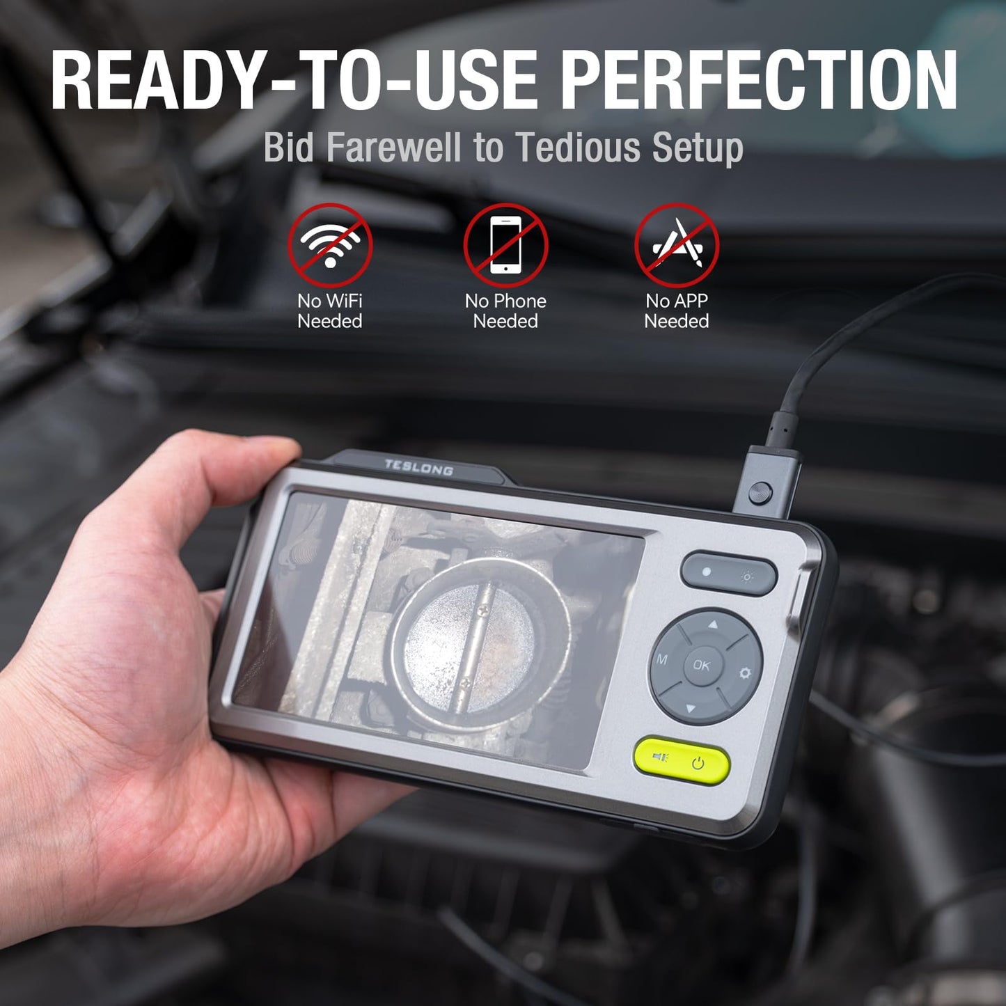 5mm endoscope camera with light, Teslong 1080P HD dual lens endoscope camera, 5-inch color screen endoscope, IP67 waterproof inspection camera snake camera, 32GB TF card (5 meters)