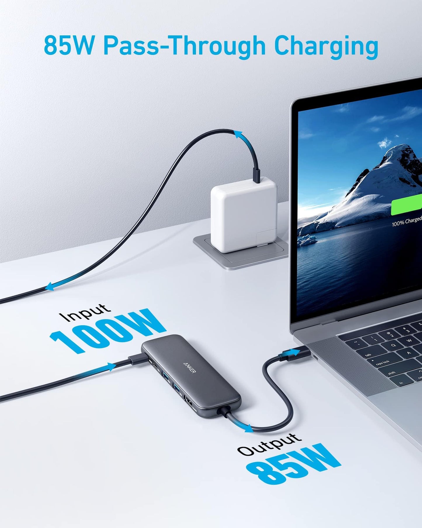 Anchor USB C Hub, 332 USB-C Hub (5-in-1) with 4K HDMI Display, 5Gbps data port, and 2 USB-A ports for MacBook Pro, Air, Dell XPS, Lenovo Thinkpad, HP laptops.