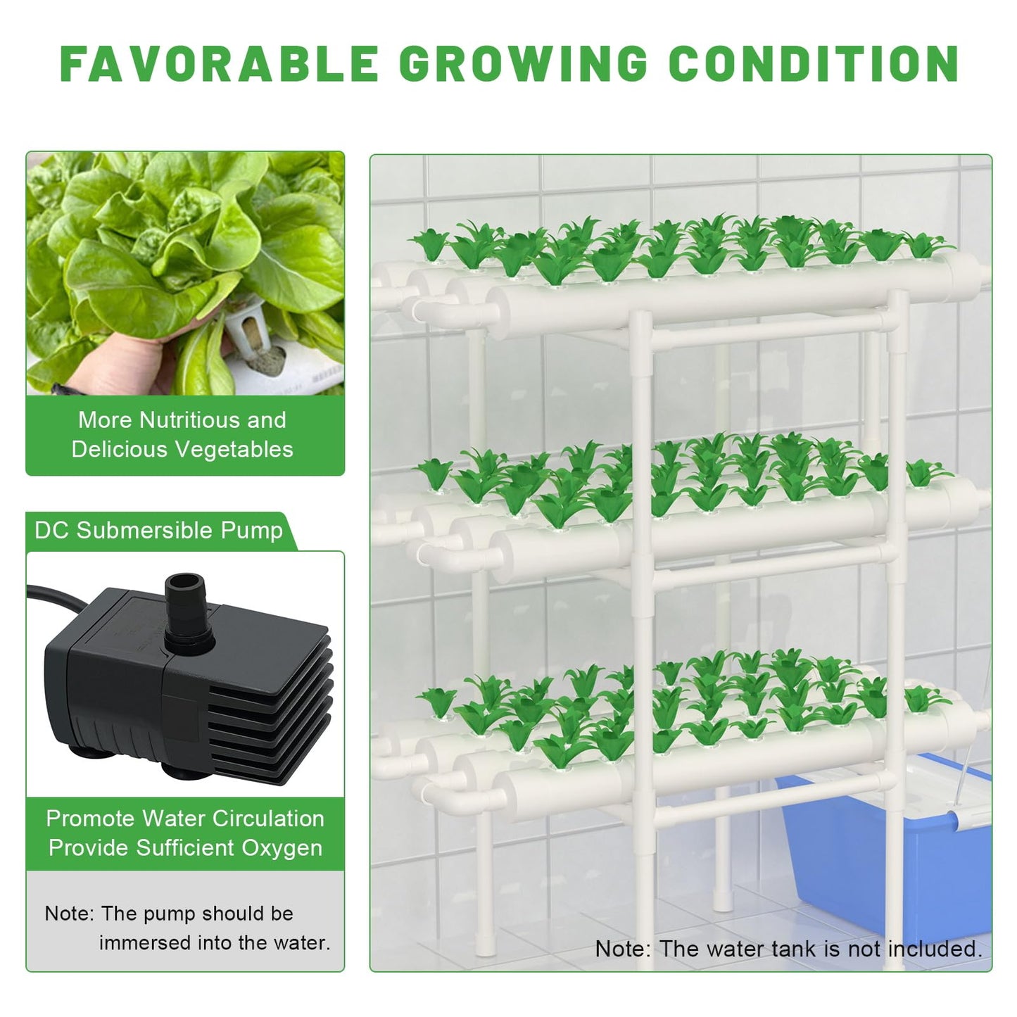 LENJKYYO Hydroponic Grow Kit Hydroponic System with PVC Pipe 3 Layer Professional 108 Sites for Hydroponic Growing Systems 12 Hydroponic Soilless Planting Systems Smart Garden for Home, Kitchen