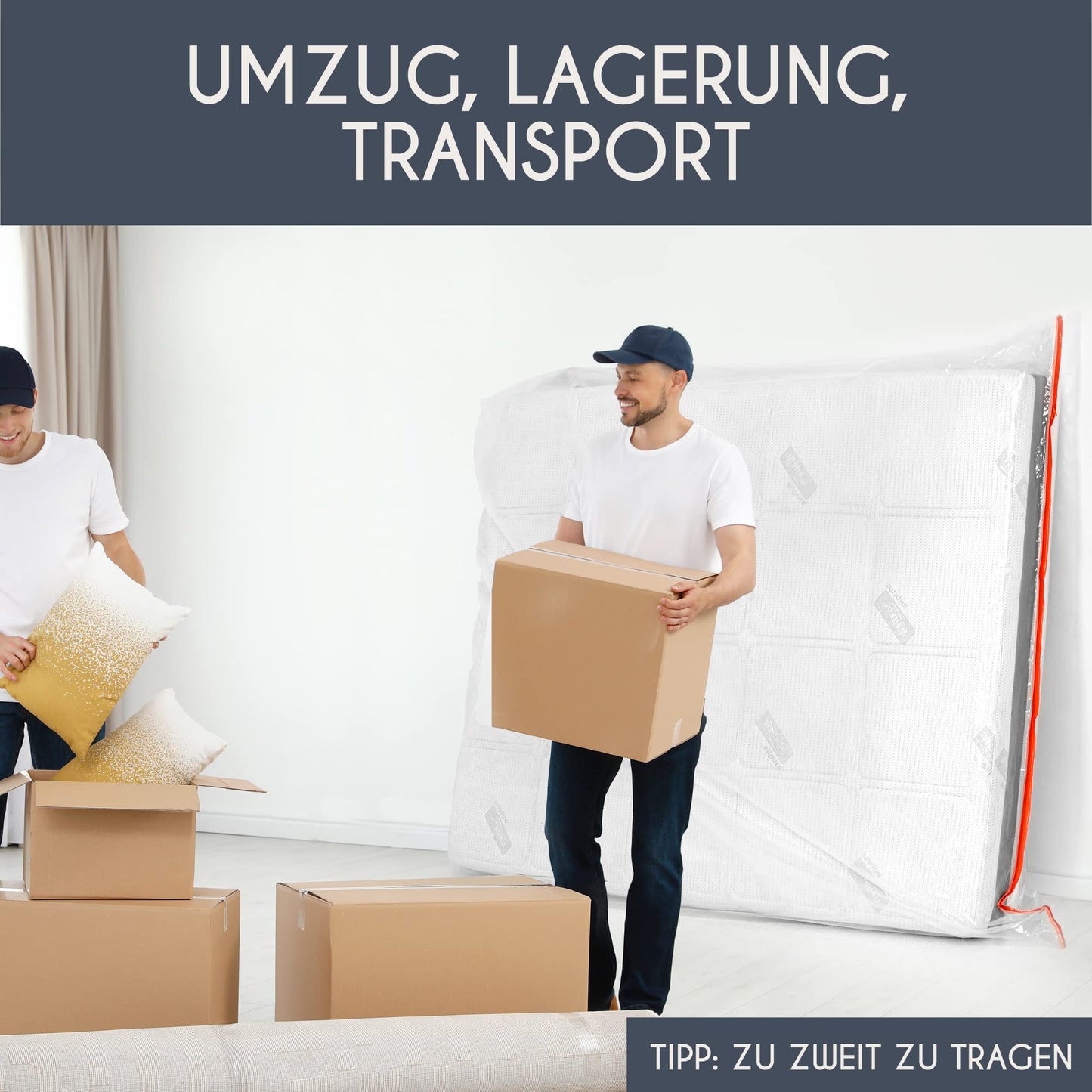Mattress cover 160x200cm (thickness 30cm) made of plastic - storage bag for mattresses - protection for your mattress for storage, moving - mattress storage bag with practical zipper