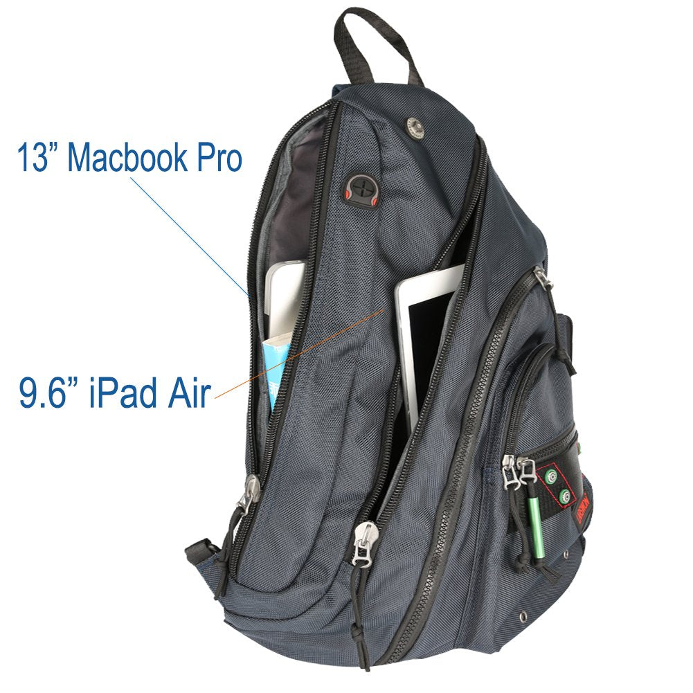 Larswon laptop sling backpack, shoulder bag 12 13 14 inch laptop tablet messenger backpack shoulder bag travel blue.