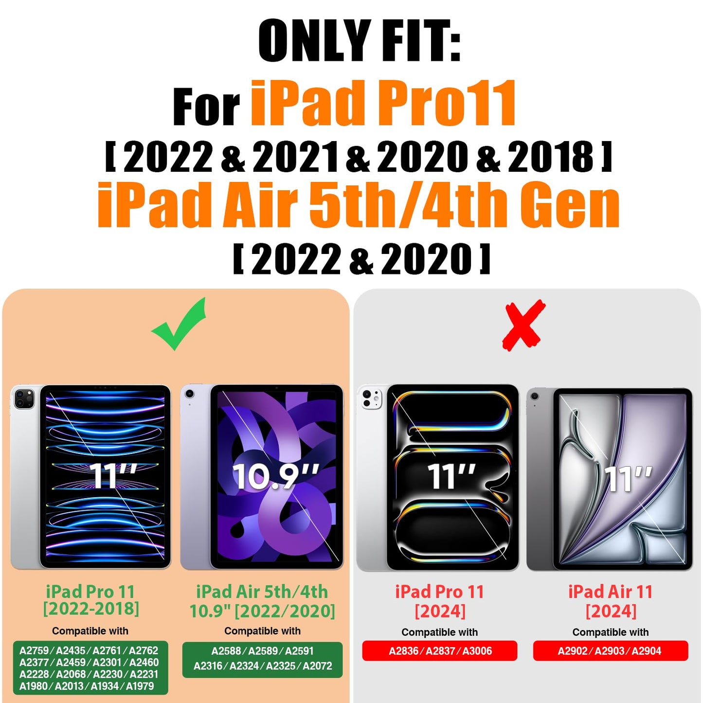 SEYMAC stock case for iPad Air 5th/4th generation 10.9 inch, shockproof protective cover with pencil holder, screen protector, 360° rotatable stand/hand strap, shoulder strap, black.