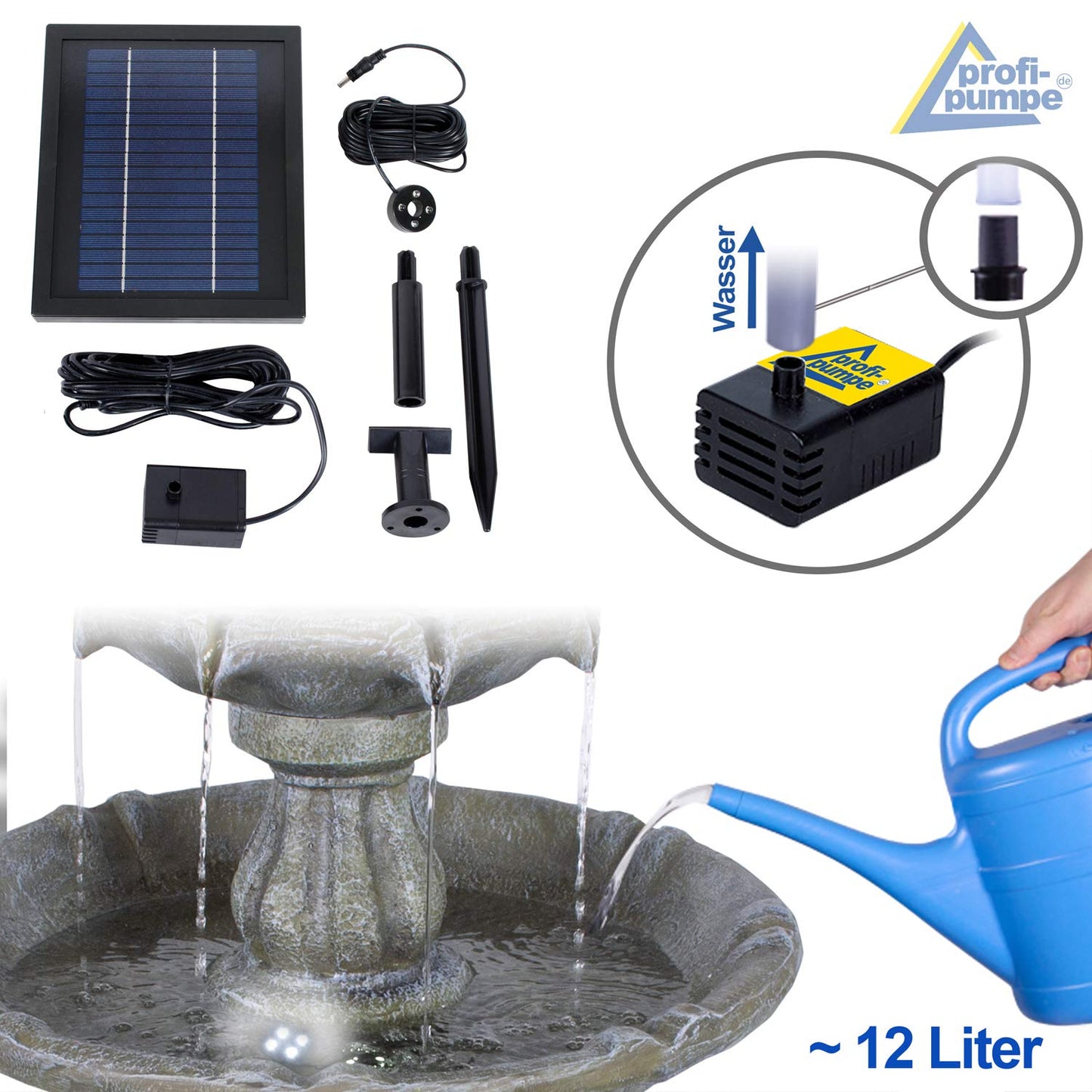 Solar garden fountain fountain solar fountain decorative fountain bird bath waterfall garden light pond pump - fountain water feature for garden, pond.