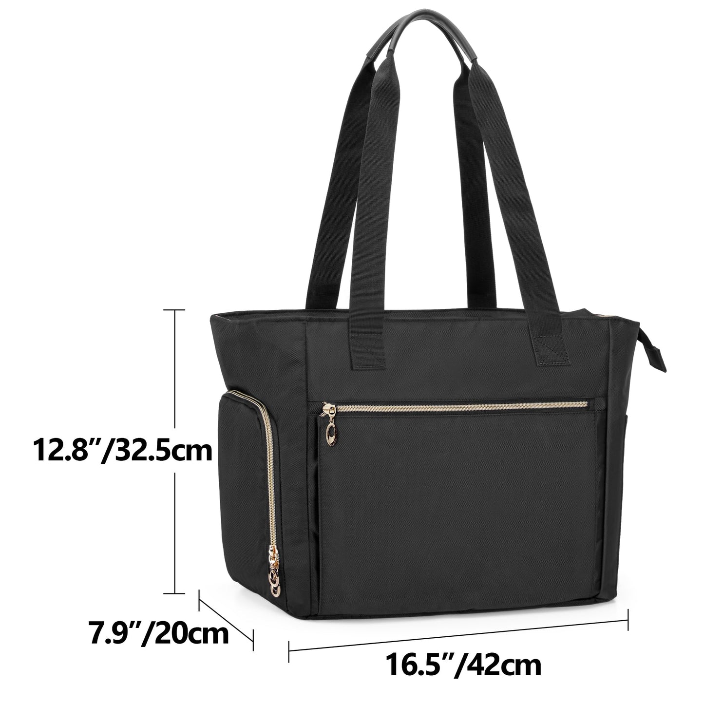 CURMIO Teacher Work Bag for Women, Portable Teacher Tote with Padded Sleeve, Briefcase with Compartments for Laptop, School Supplies, Teacher Supplies, Empty Bag, Black