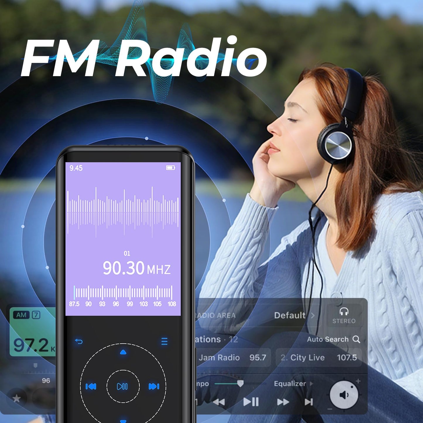 64GB MP3 Player Bluetooth 5.3, HiFi Music Lossless Sound, Metal Housing Built-in HD Speaker, Touch Button, Speaker, Voice Recorder for Sports, Running, expandable up to 128GB (64GB Black)