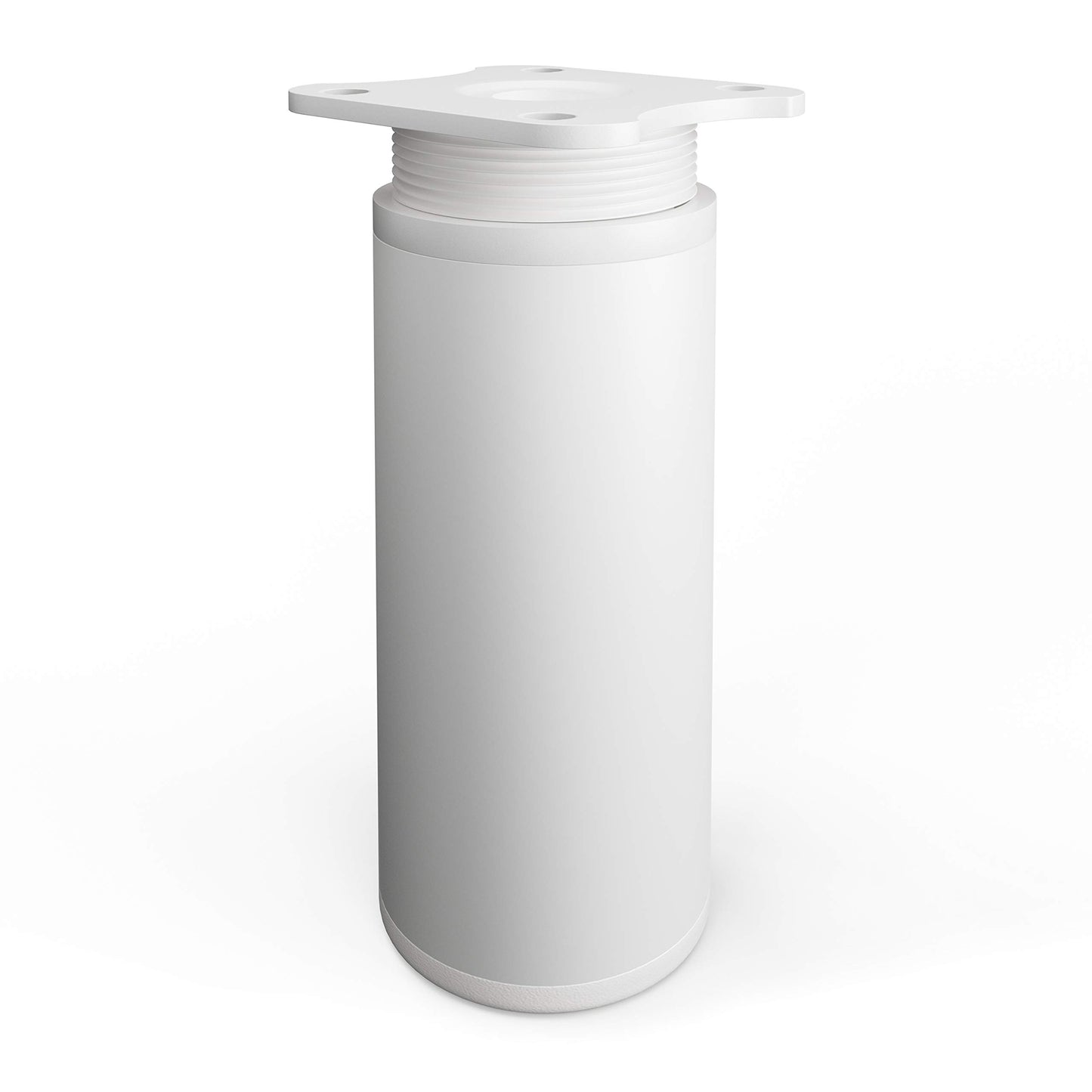 Sossai Adjustable Furniture Legs MFR1, 8-piece set, white, 100mm tall, round profile, perfect for cabinets and storage furniture.