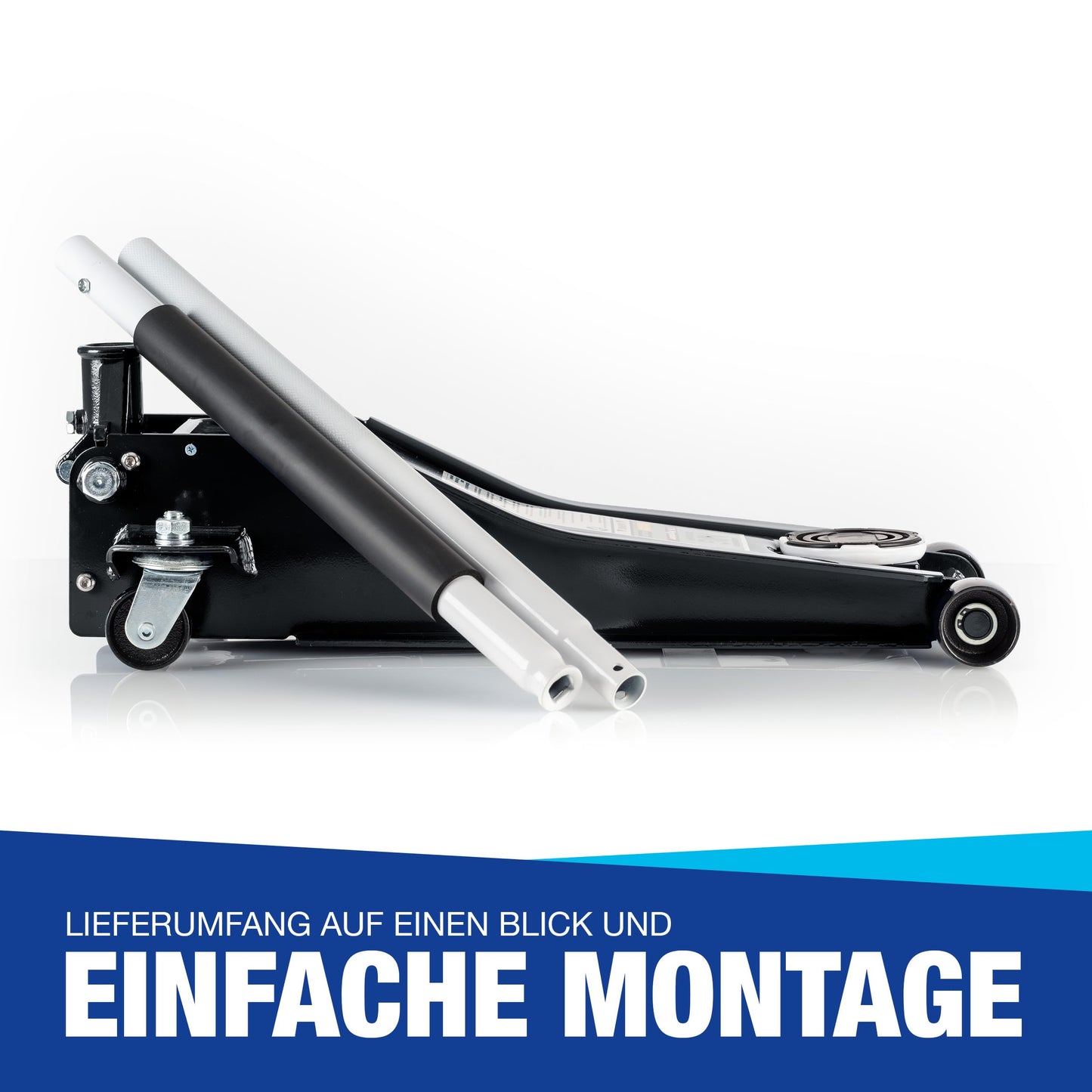 NTG Hydraulic Jack 3T - TÜV Certified - (75-505mm lifting height) Low profile with double cylinder Extra Stable Professional Trolley Jack 3000kg flat for SUV & lowered cars automotive vehicle (Black)