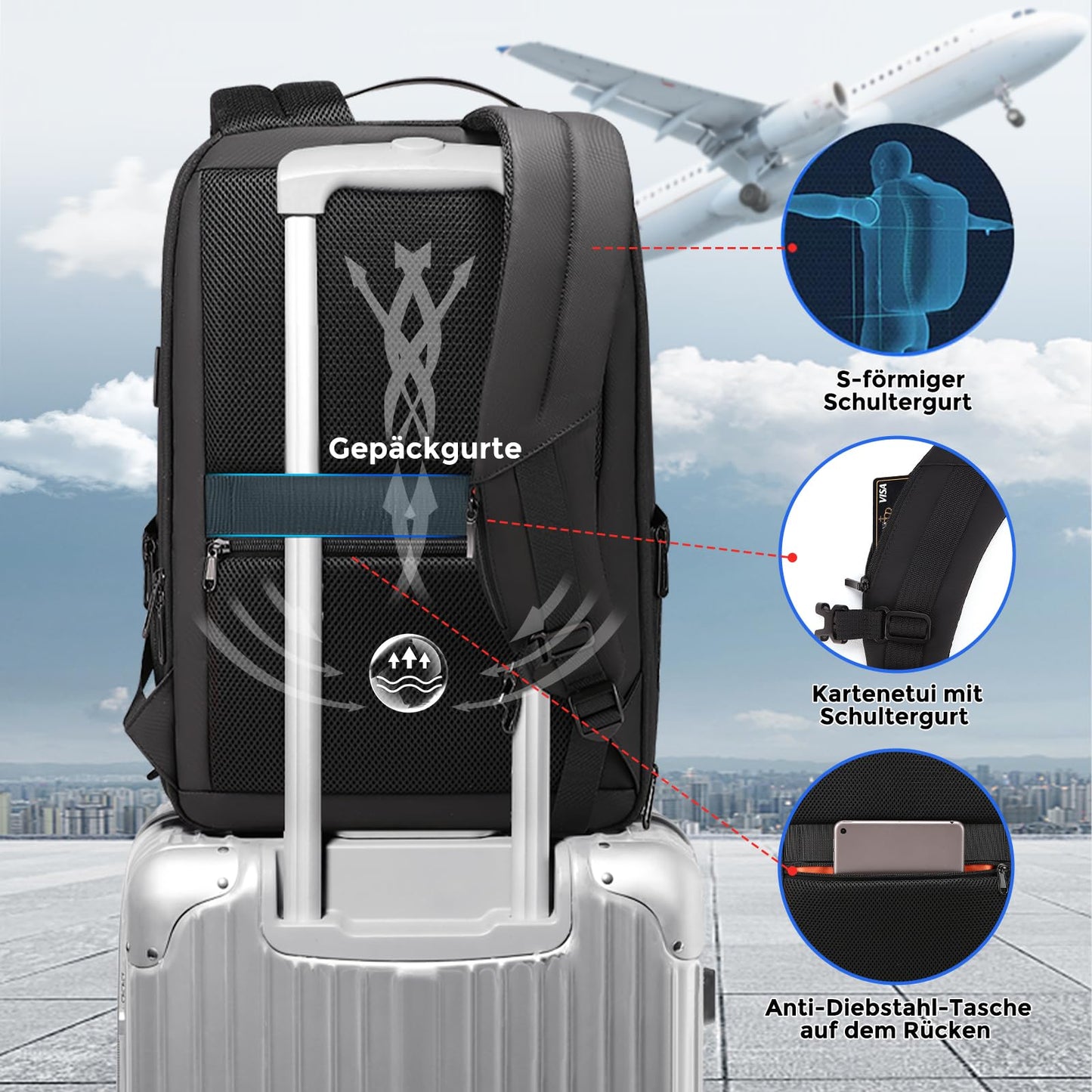 FENRUIEN Expandable Laptop Backpack Business Backpack Men Laptop Bag 17 Inch for Men and Women Girls Teenagers with Laptop Compartment USB Charging Port Backpack