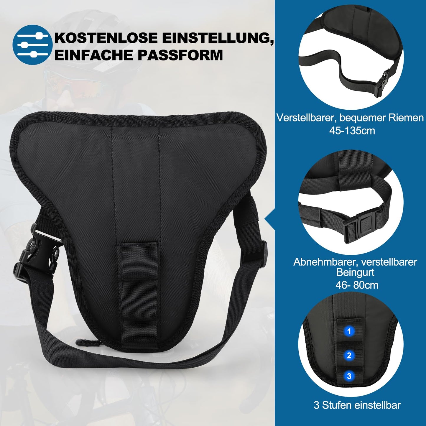 ISEYOU leg bag motorcycle, thigh bag for men and women, leg bag with detachable leg straps multifunctional bag for hiking, camping, climbing, running, sports, and work. Luggage rolls.