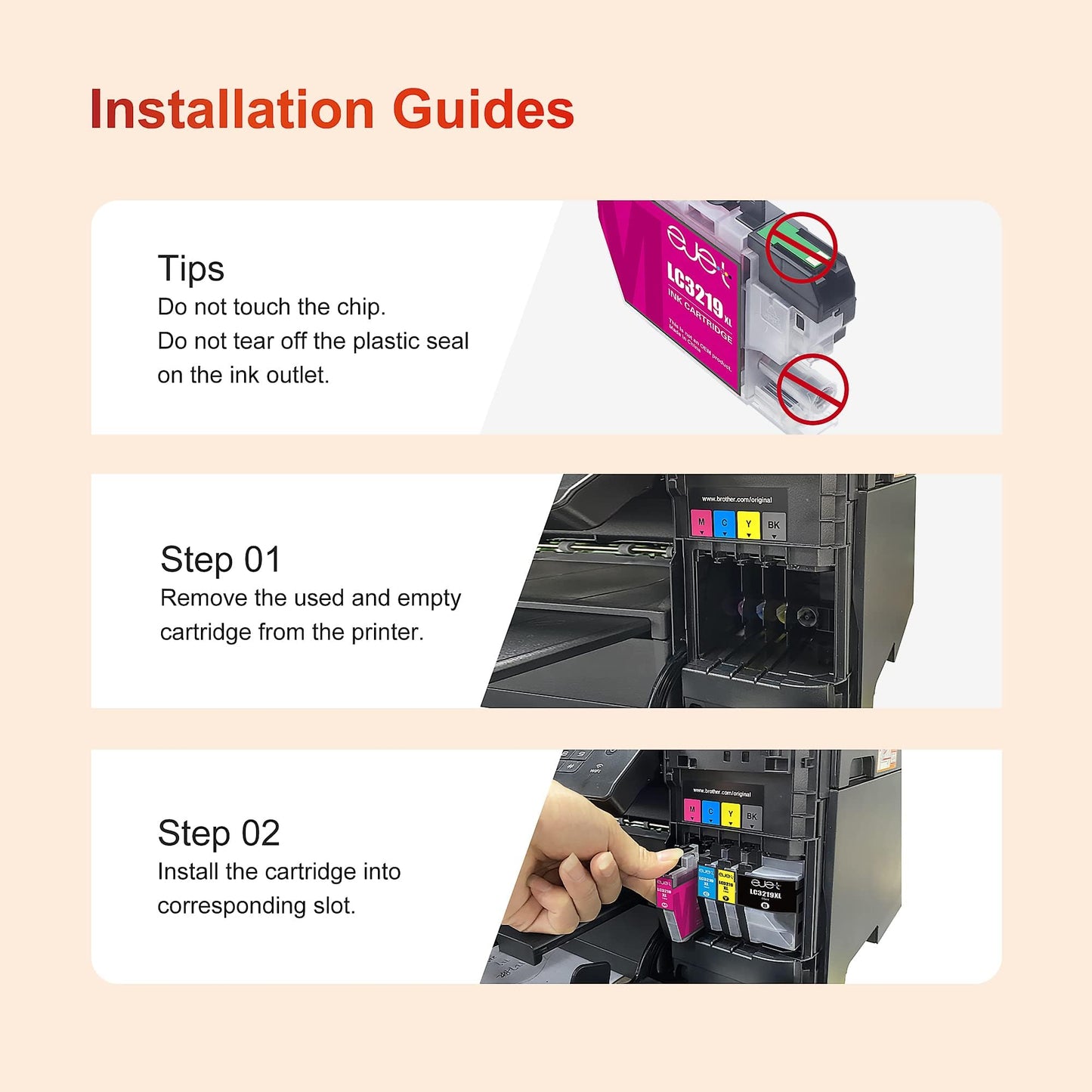 5-pack of LC3219XL printer cartridges replacement for Brother LC3219 XL LC3217 cartridges for Brother MFC-J5330DW MFC-J5730DW MFC-J6530DW MFC-J6930DW MFC-6935DW MFC-J5335DW.