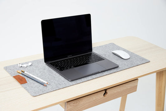 Large desk mat made of Merino felt 70x30 desk pad Grey felt underlay Natural felt Merino wool felt mouse pad Desk protection mat Keyboard mat sound absorbing environmentally friendly