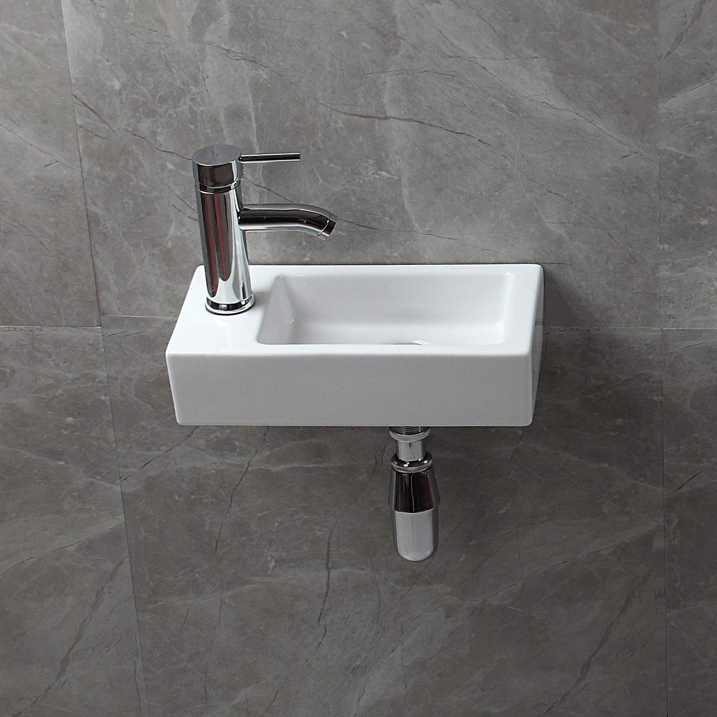 Ceramic Wall-Mounted Small White High-Quality Sink Rectangle Left Hand Sink for Cloakroom Bathroom Toilet