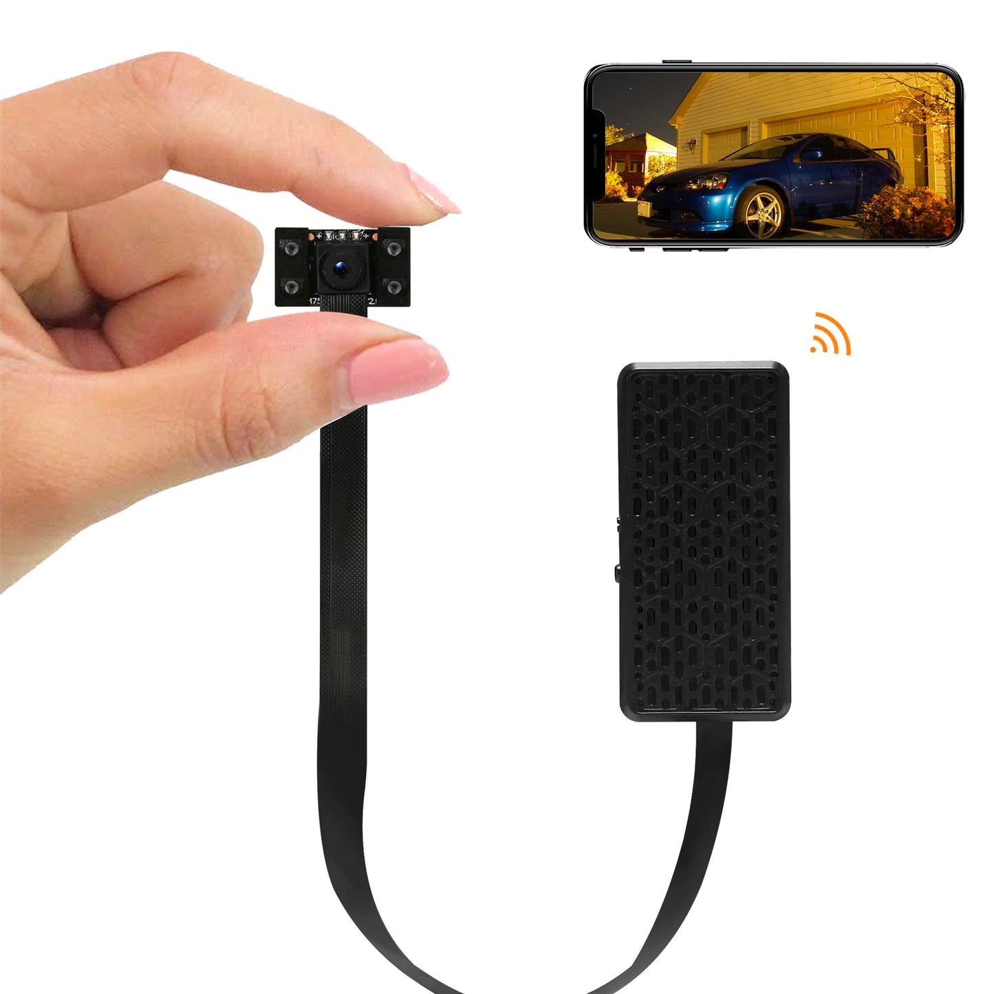 Mini camera with WiFi, 2600mAh battery, 4K Ultra HD, small indoor surveillance camera with app, live WiFi monitoring IP camera for mobile, with motion detector, night vision, battery, alarm zone, MW5 Pro.