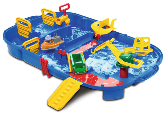 AquaPlay - LockBox - Waterway as a carry case with 27 pieces & FireBoat - accessory for waterways or for the bathtub.