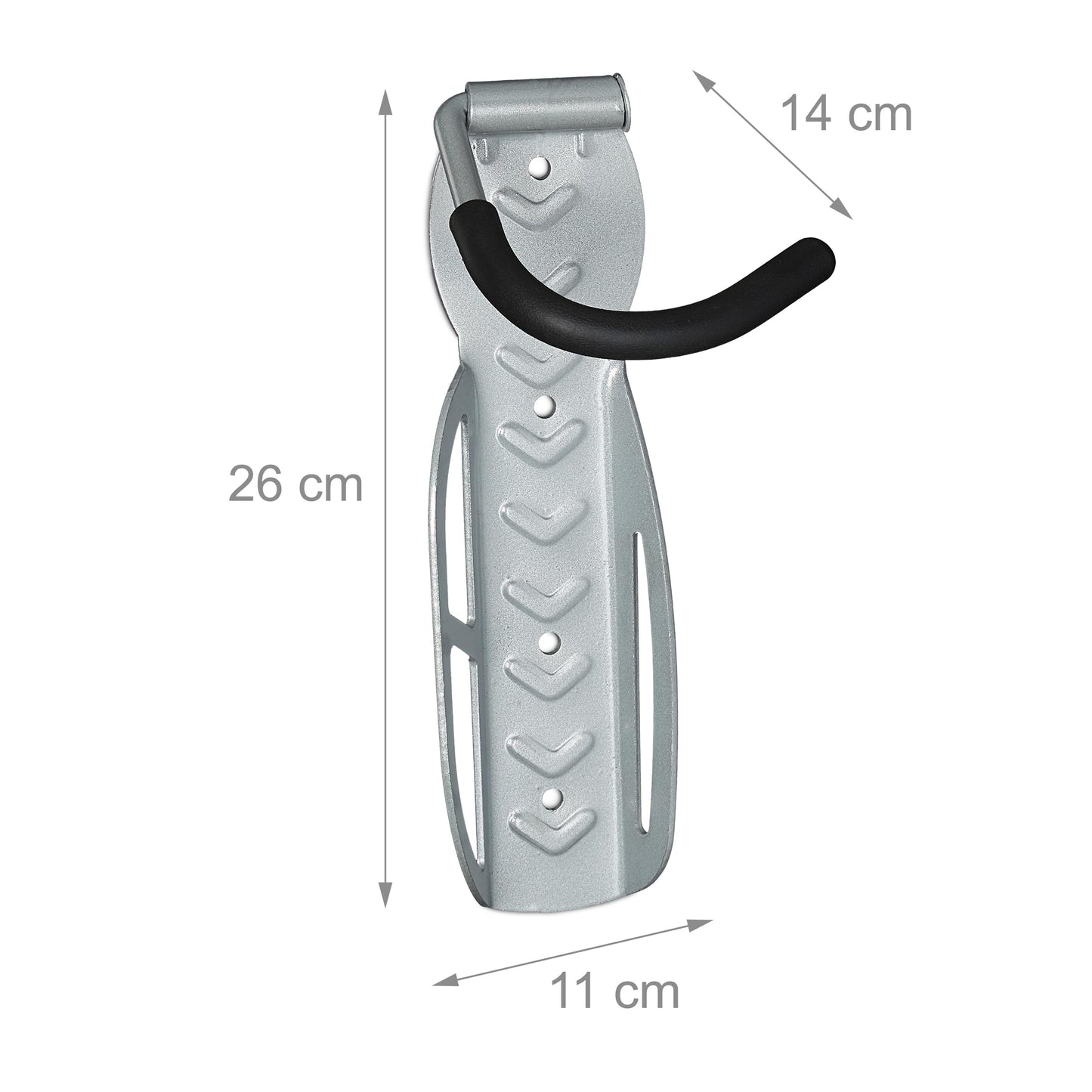 Relaxdays 6 x Bike Wall Mount, Bike Suspension up to 25kg, vertical, Wall Bike Holder Garage, Steel, Bike Hooks, Silver