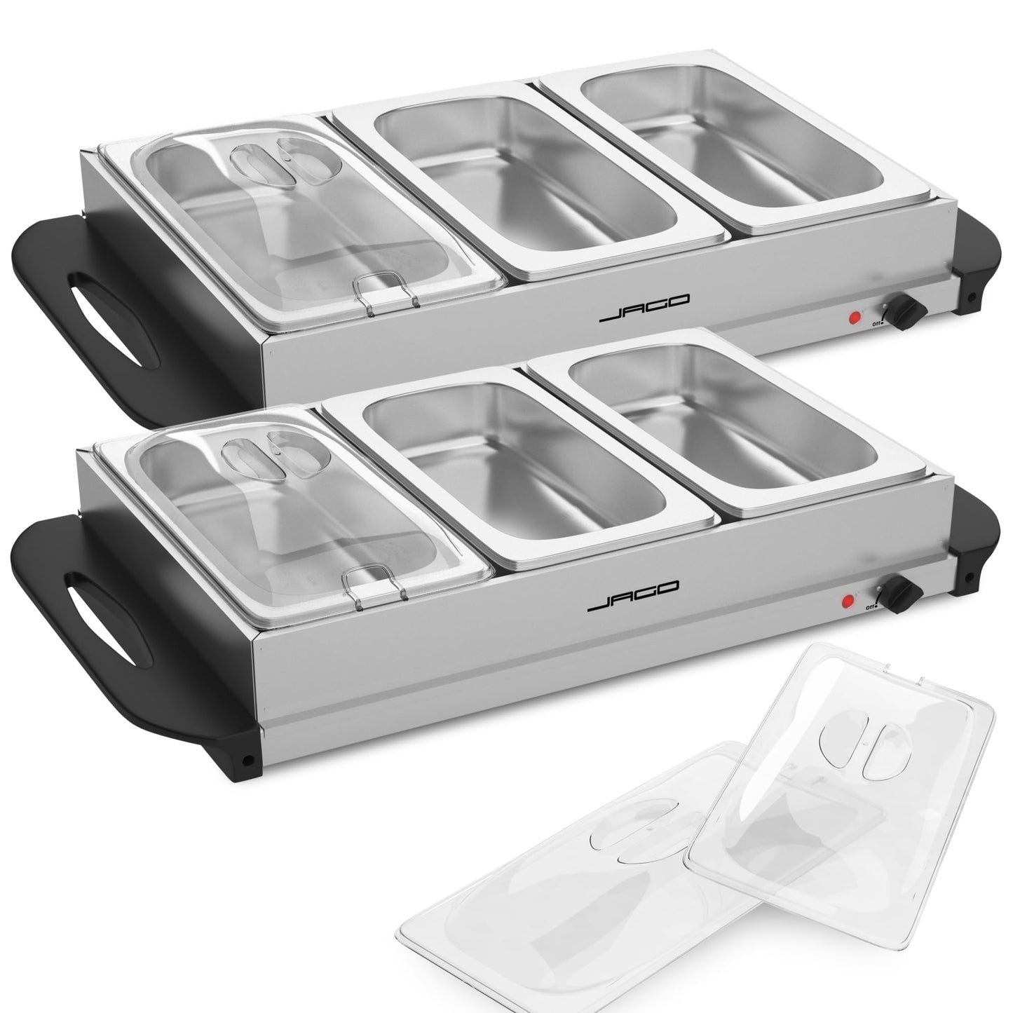 Jago® Buffet warmer - electric, with hot plate function, temperature control, stainless steel - food warmer, dish warmer, warming plate, warming container.
