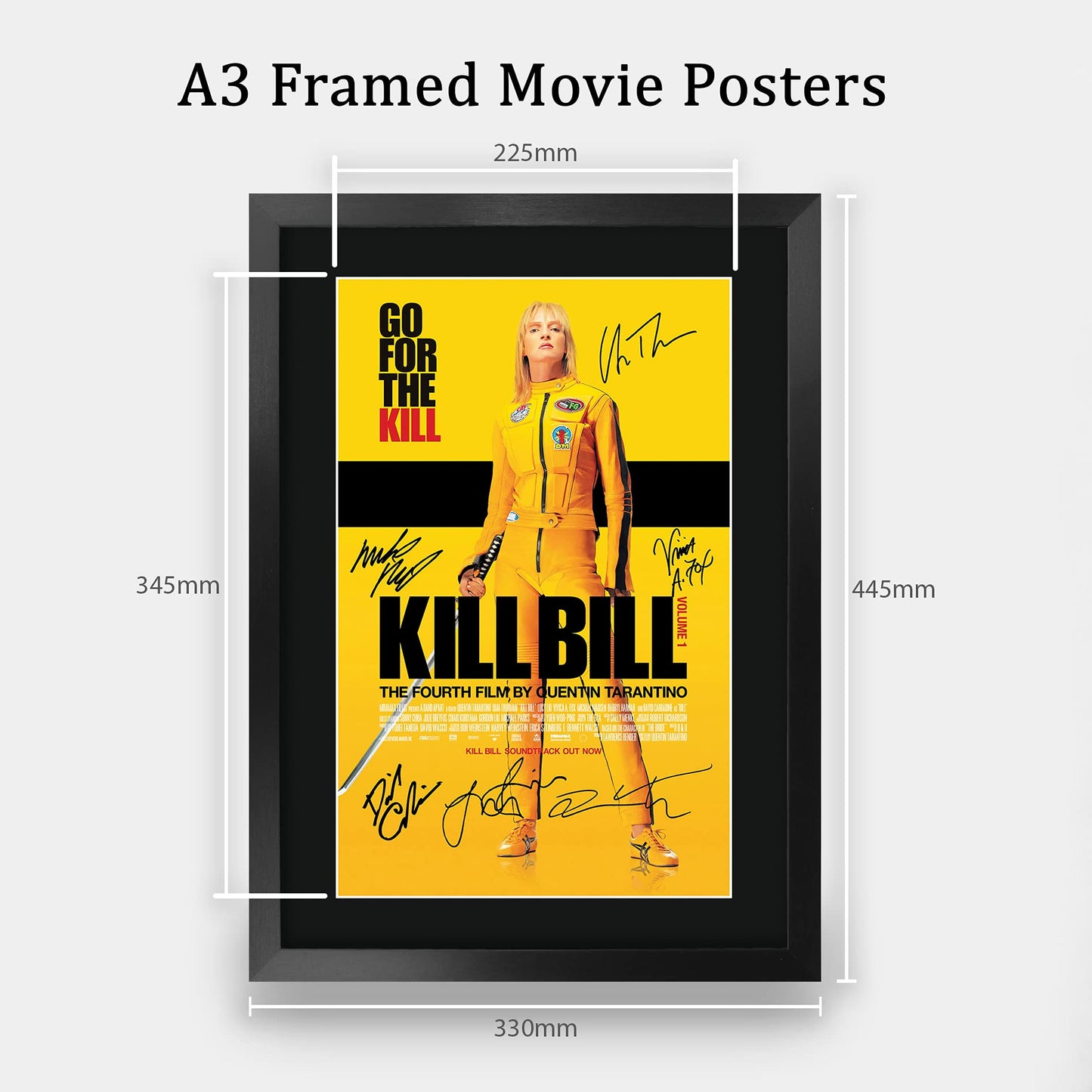 HWC Trading Kill Bill Vol 1 Gift Ducked Signed Autograph Photo for Fans of Film Memorabilia - A3 Framed