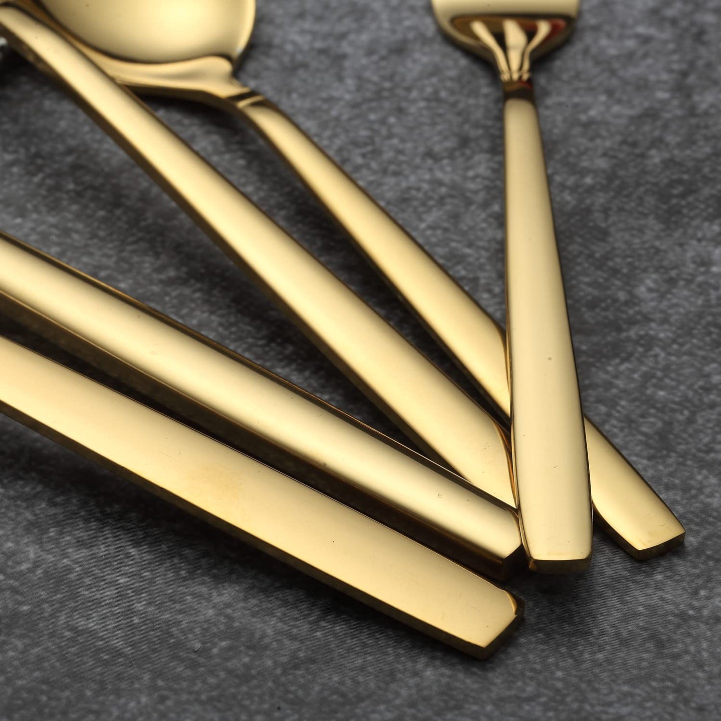 30 piece titanium coated cutlery set, 30 piece golden cutlery set, cutlery set cutlery sets, service for 6 (shiny gold)