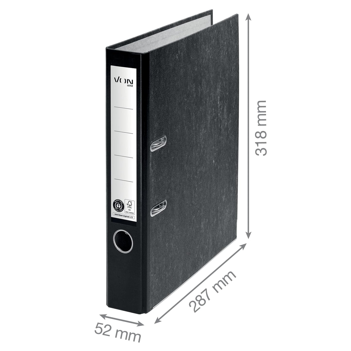 Leitz A4 folder, pack of 10, 100% recycled paper, 50mm spine width, holds 350 sheets, Blue Angel & FSC certified, for school, study & home use, blue color, 10540035.