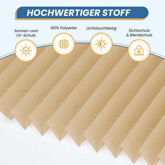 Pleated blind without drilling clampfix cream W75 x H120 cm, pleated blinds translucent and privacy blinds easyfix foldable blind with clamping bracket pleated blind sun protection for windows & doors