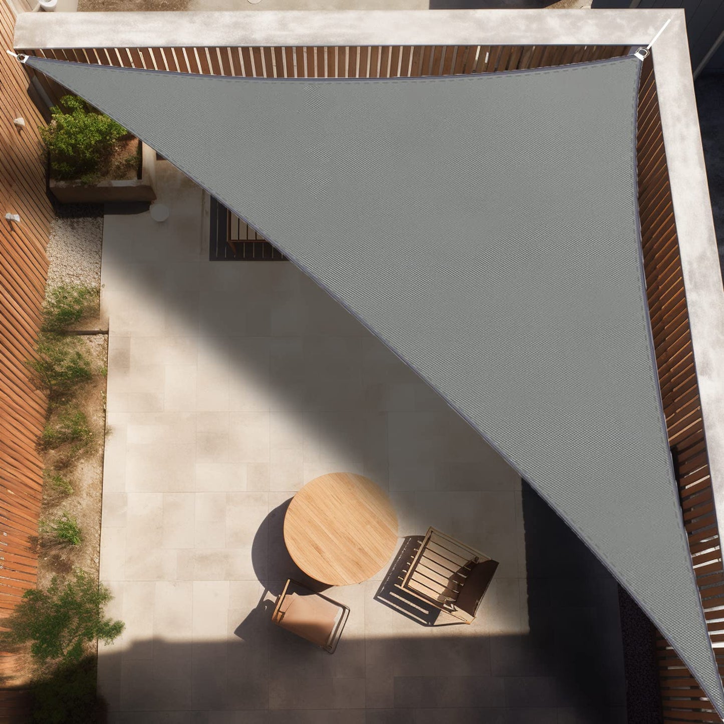 IOAOI triangular sun shade 3 x 4 x 5m, waterproof sun protection sun shade right triangle, 95% UV protection, including fastening ropes for balcony terrace garden (color: grey)