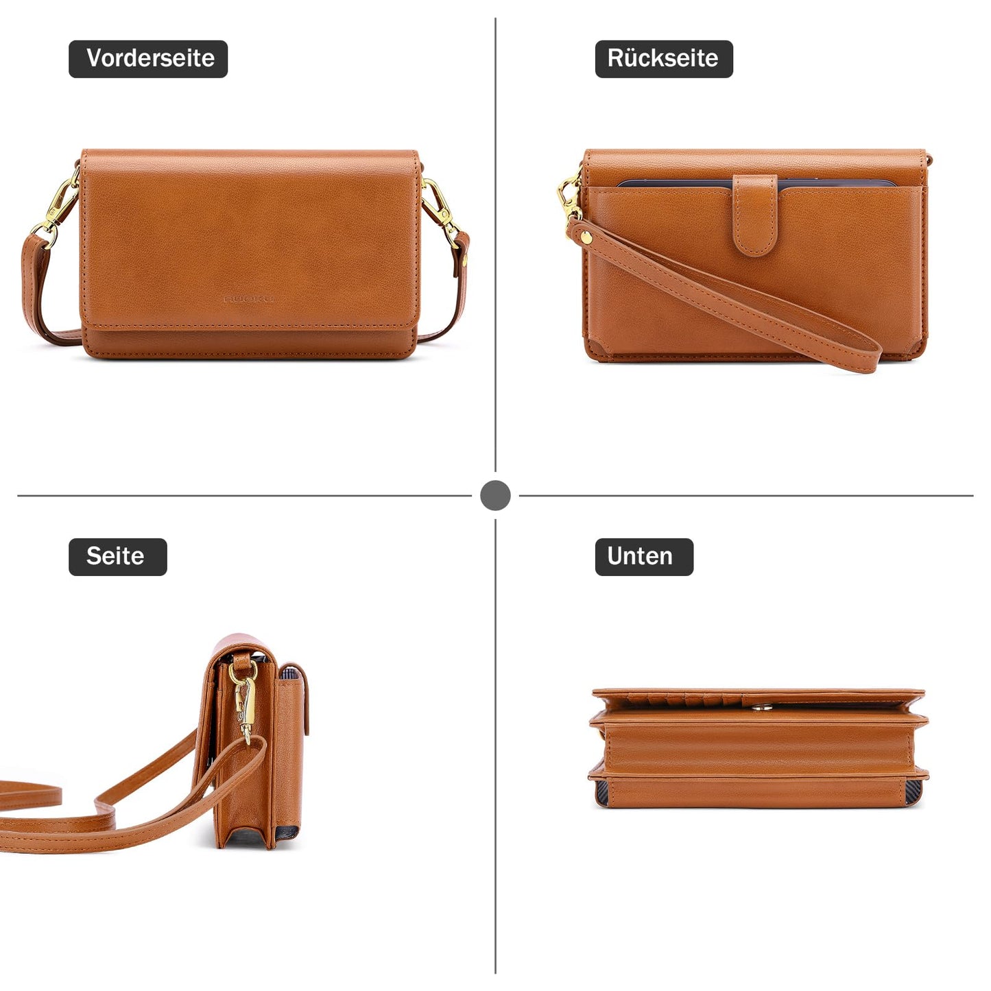 Nuoku crossbody bag for women, with wallet and functional compartments.
