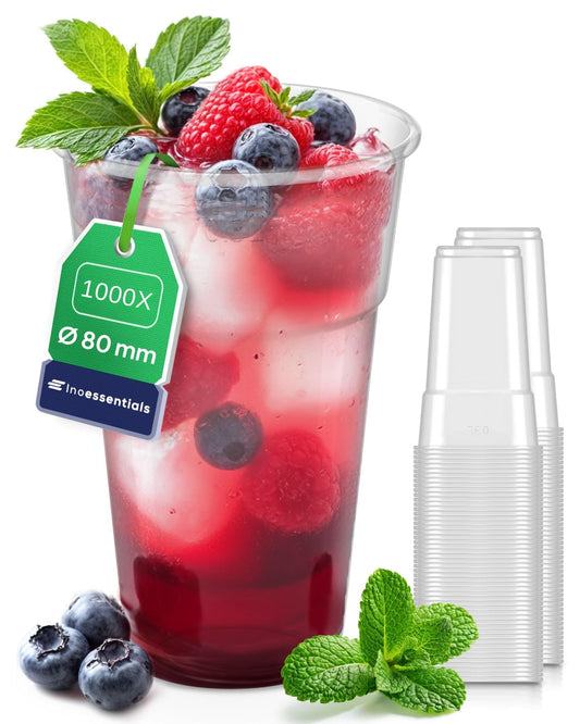 Inoverse 1000 pieces Plastic Cups, 0.3 L Transparent Disposable Cups, Plastic Party Cups, Beer Cups, Water Cups.
