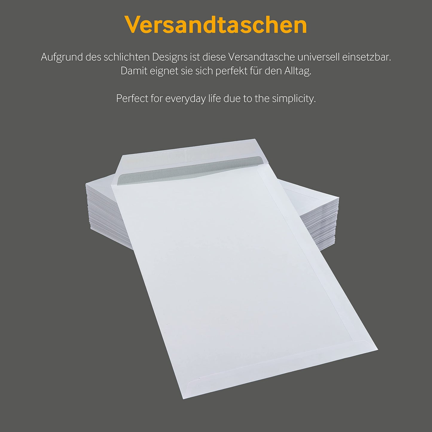 250 pieces, shipping envelopes, C4, without window, white, self adhesive, 229 x 324 mm, envelopes, straight flap, 120 gsm offset, plain letter covers
