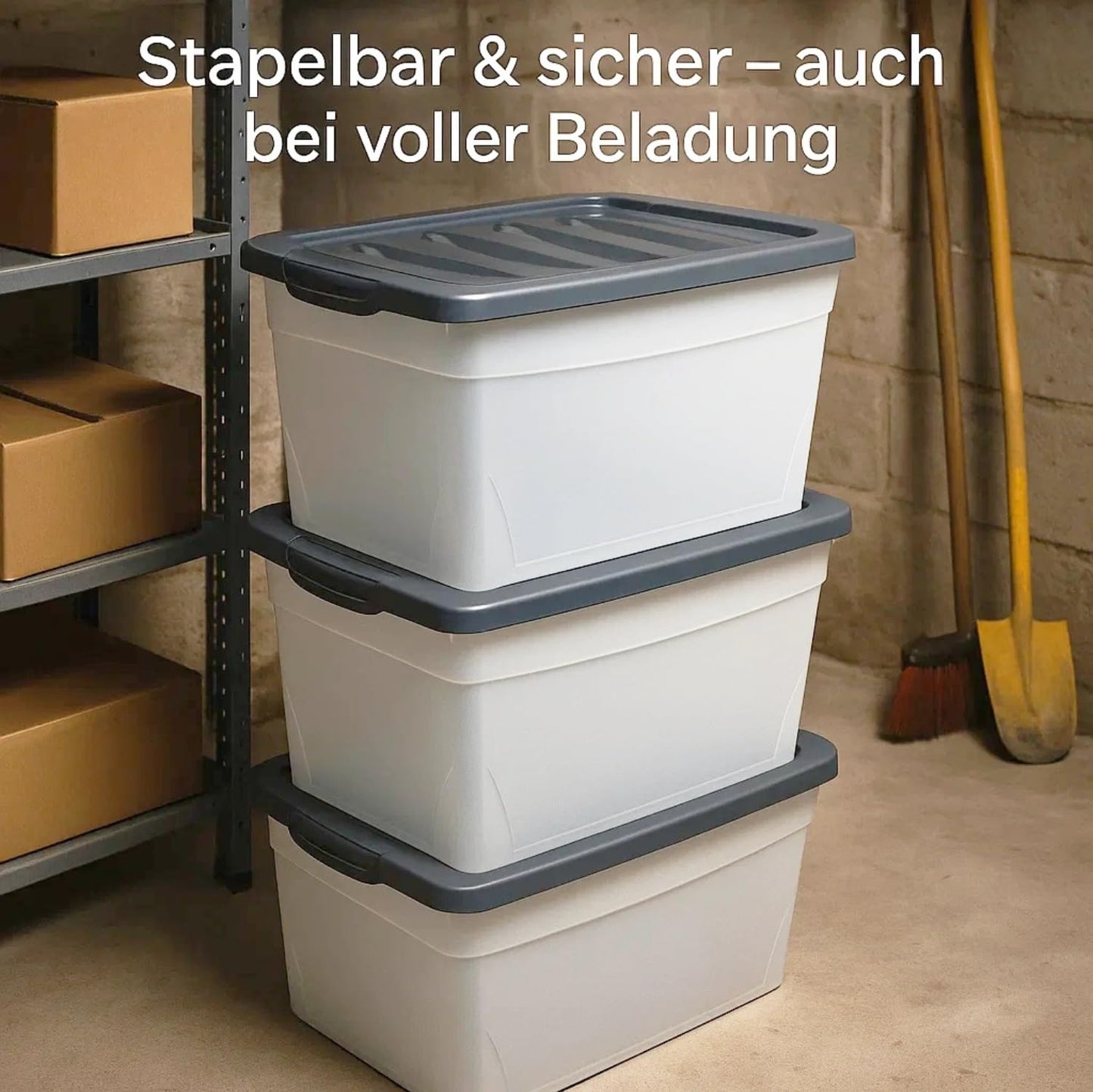 BigDean 3x 60L Storage Box with Lid Large Budget Line Plastic Box with Lid