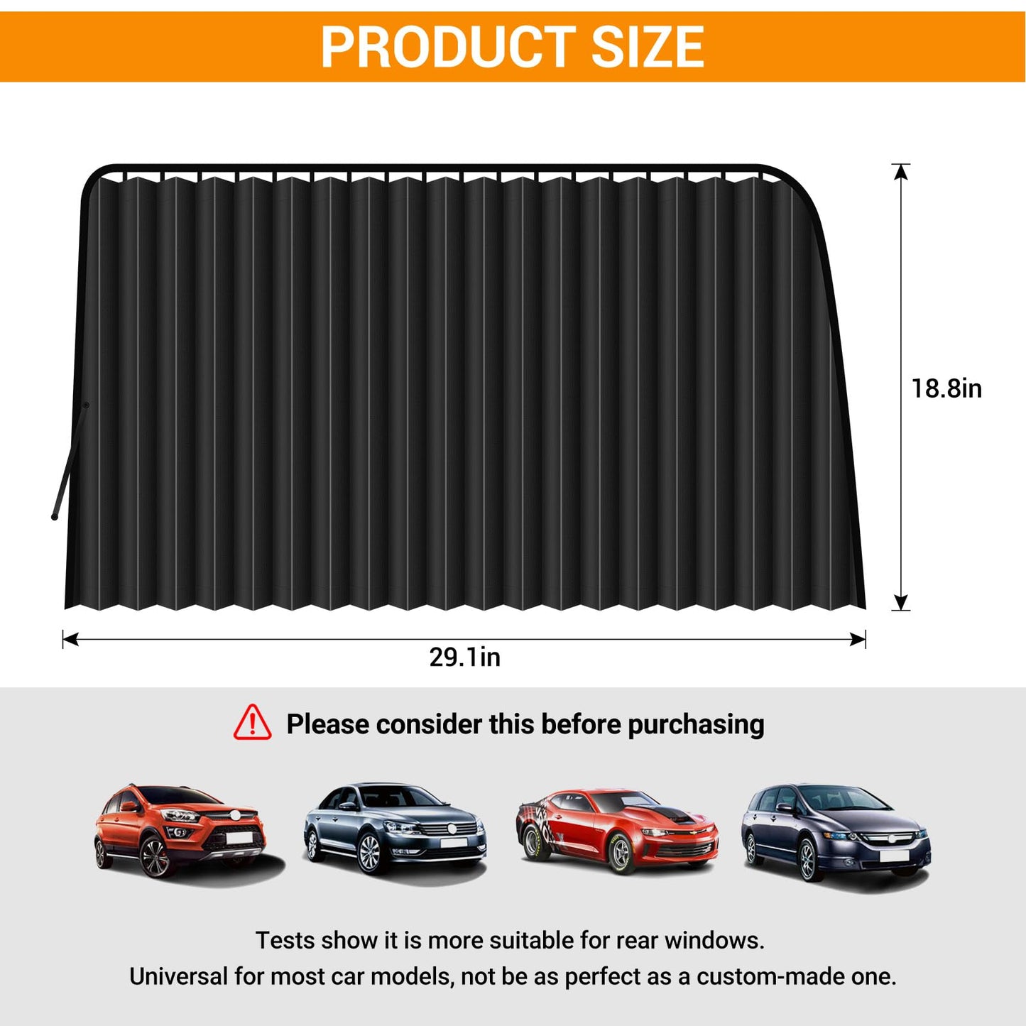 ZATOOTO Car Side Window Sunshade - Magnetic Privacy Sunshade Window Curtain keeps cooler screen for baby sleep cover, black (2 pieces)