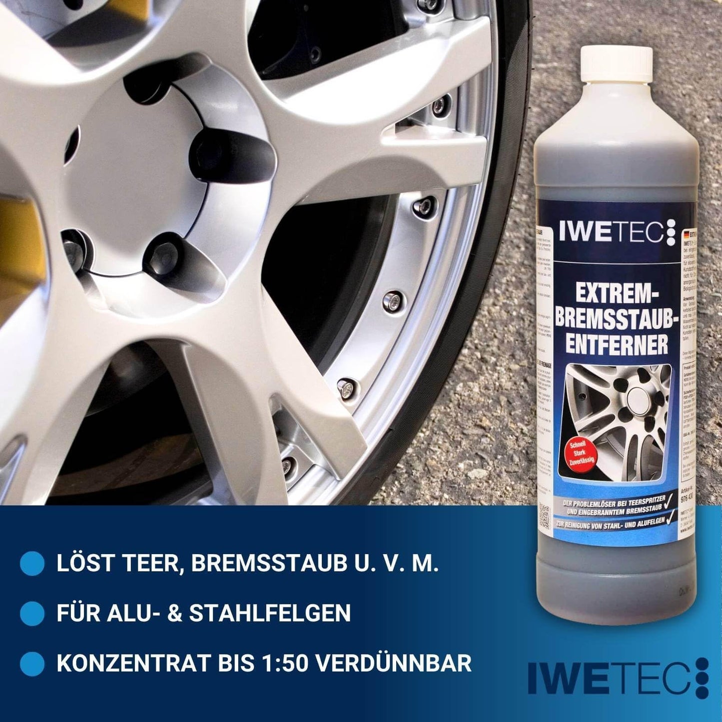 Iwetec Extreme Wheel Cleaner Brake Dust Remover 1L Concentrate
