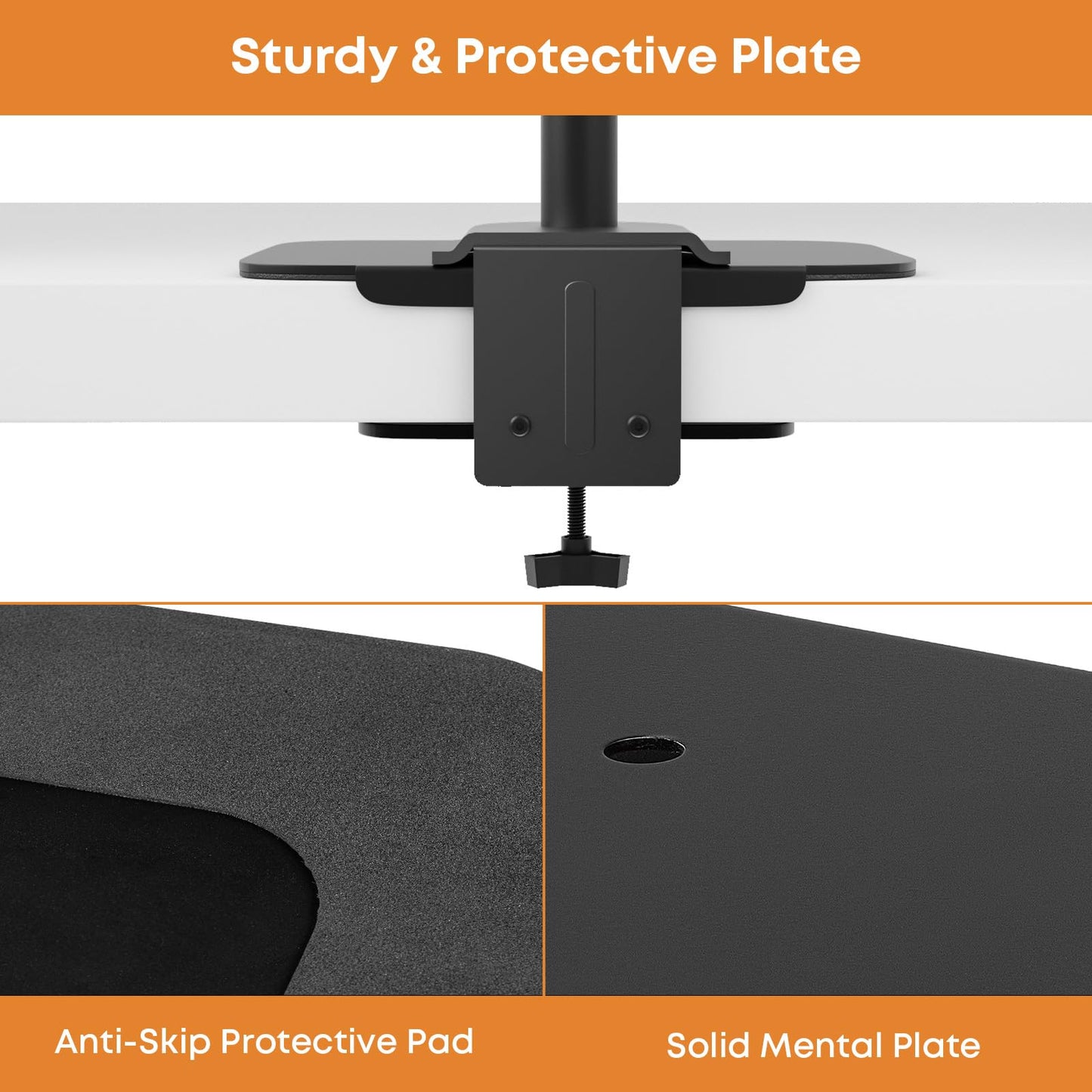 PUTORSEN Monitor Mount Reinforcement Plate for thin glass and other tabletops, Large mounting plates steel mounting plate fits most clamp and grommet bases, Black