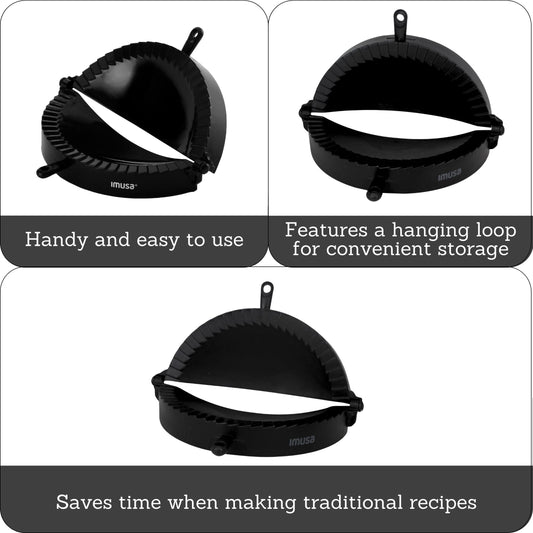 Imusa USA IMU-71006W Jumbo Empanada Press, easy to use, made of plastic, Black.